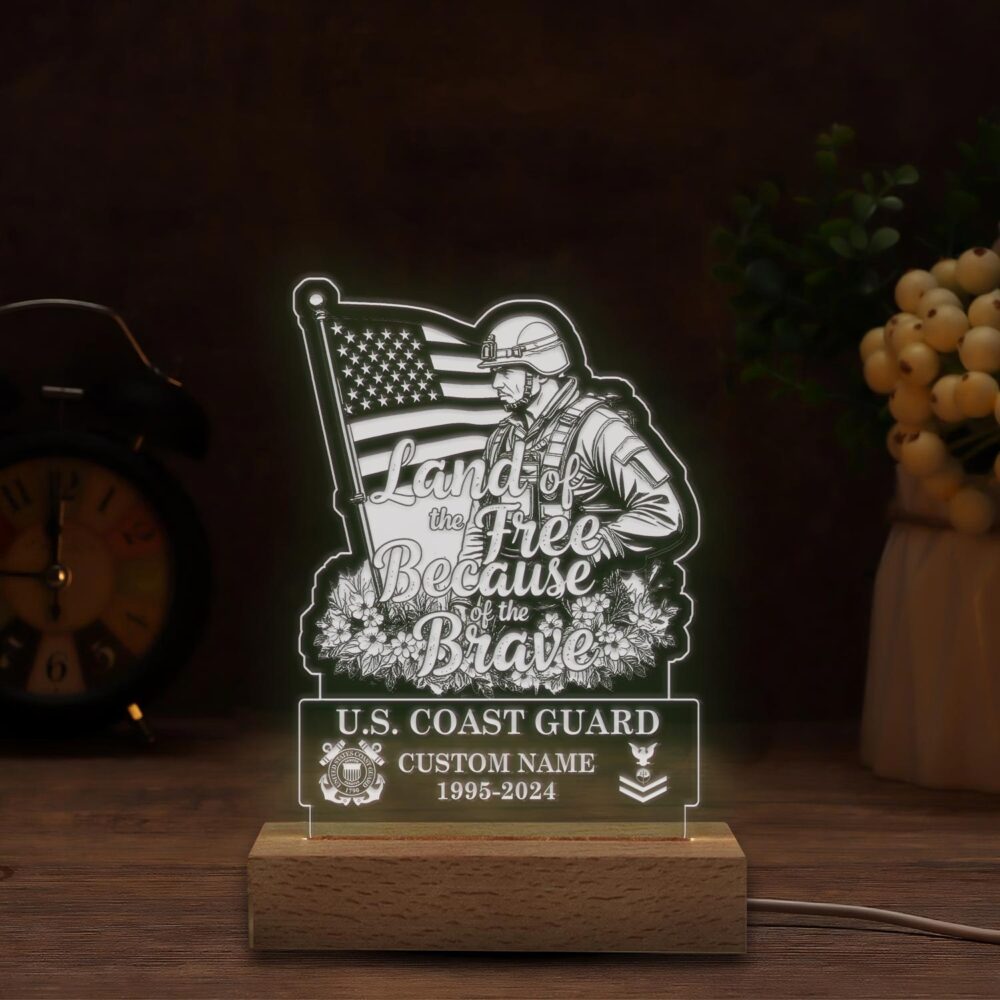 US Coast Guard, E 8 Gold - Personalized Led Lamp - Image 4