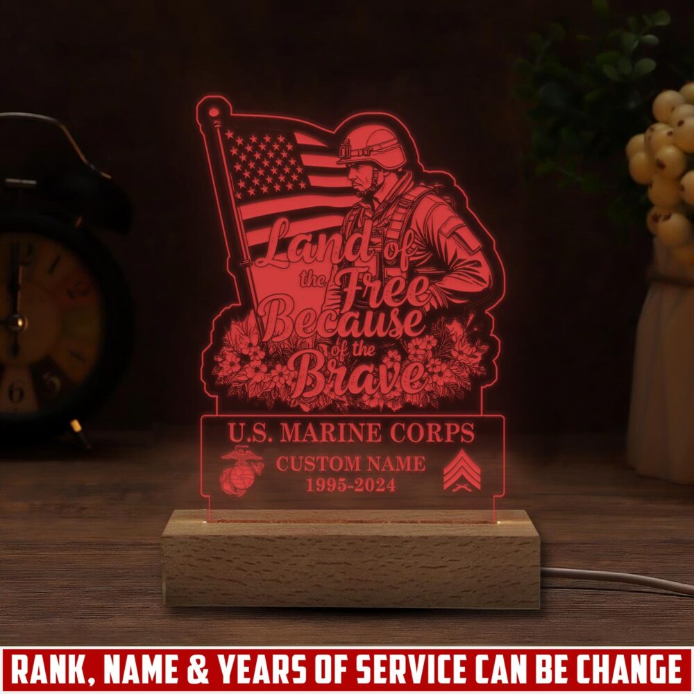 US Marine Corps, Proud Veteran - Personalized Led Lamp