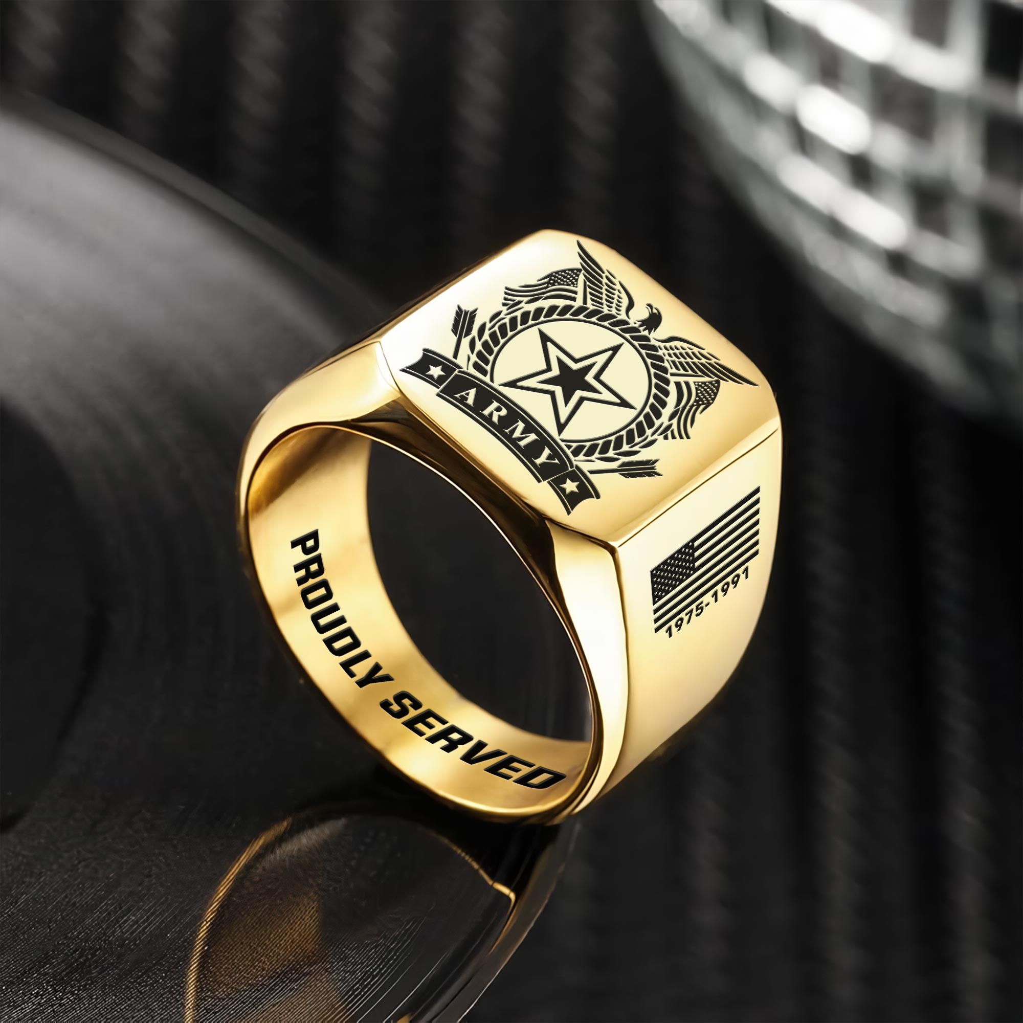 US Army, Served With Pride - Engraved Men's Ring - Image 2