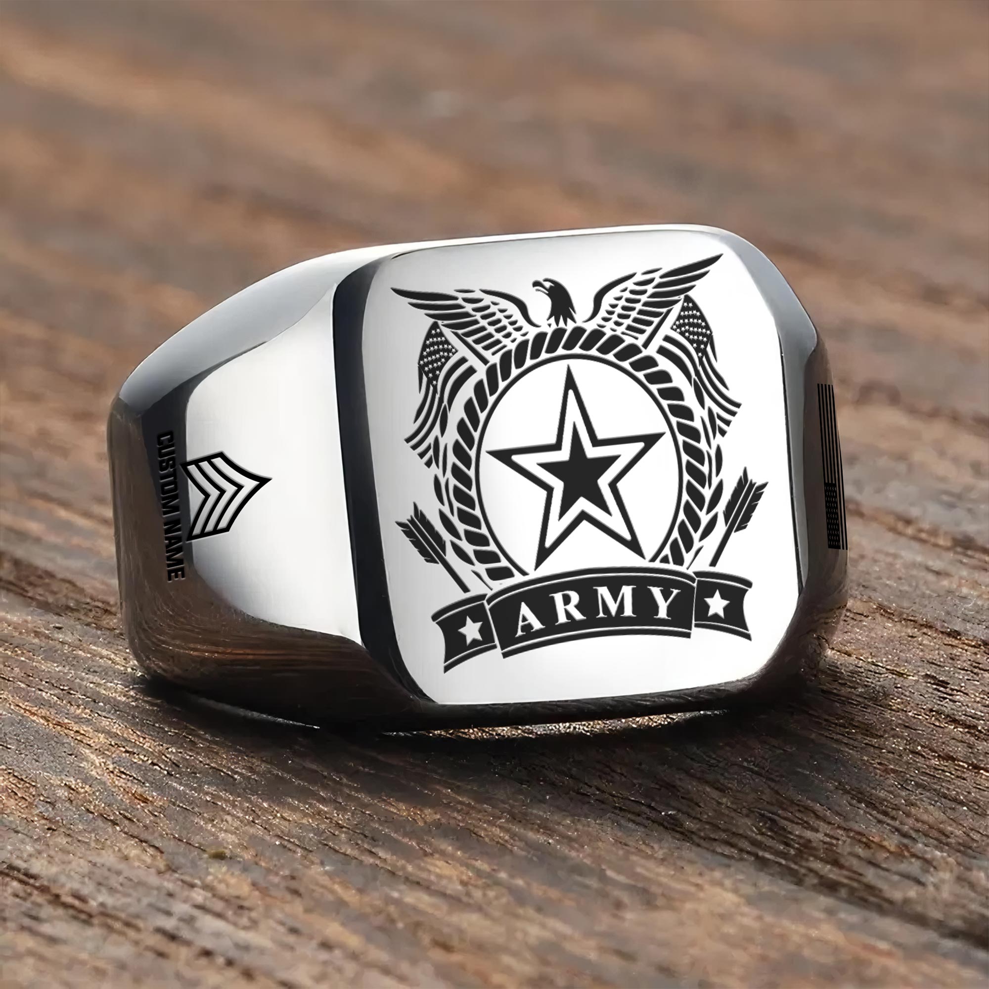 US Army, Served With Pride - Engraved Men's Ring - Image 3