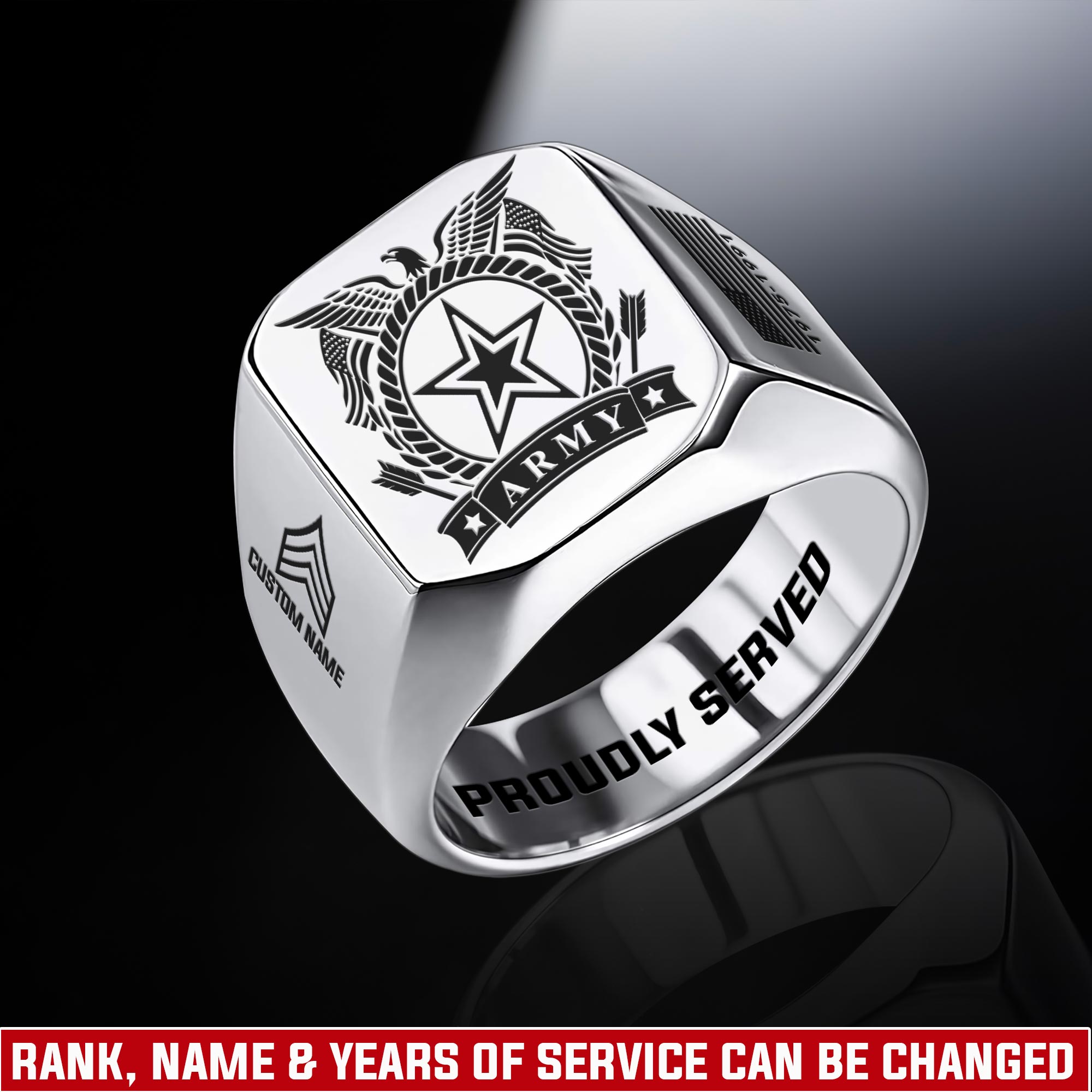 US Army, Served With Pride - Engraved Men's Ring