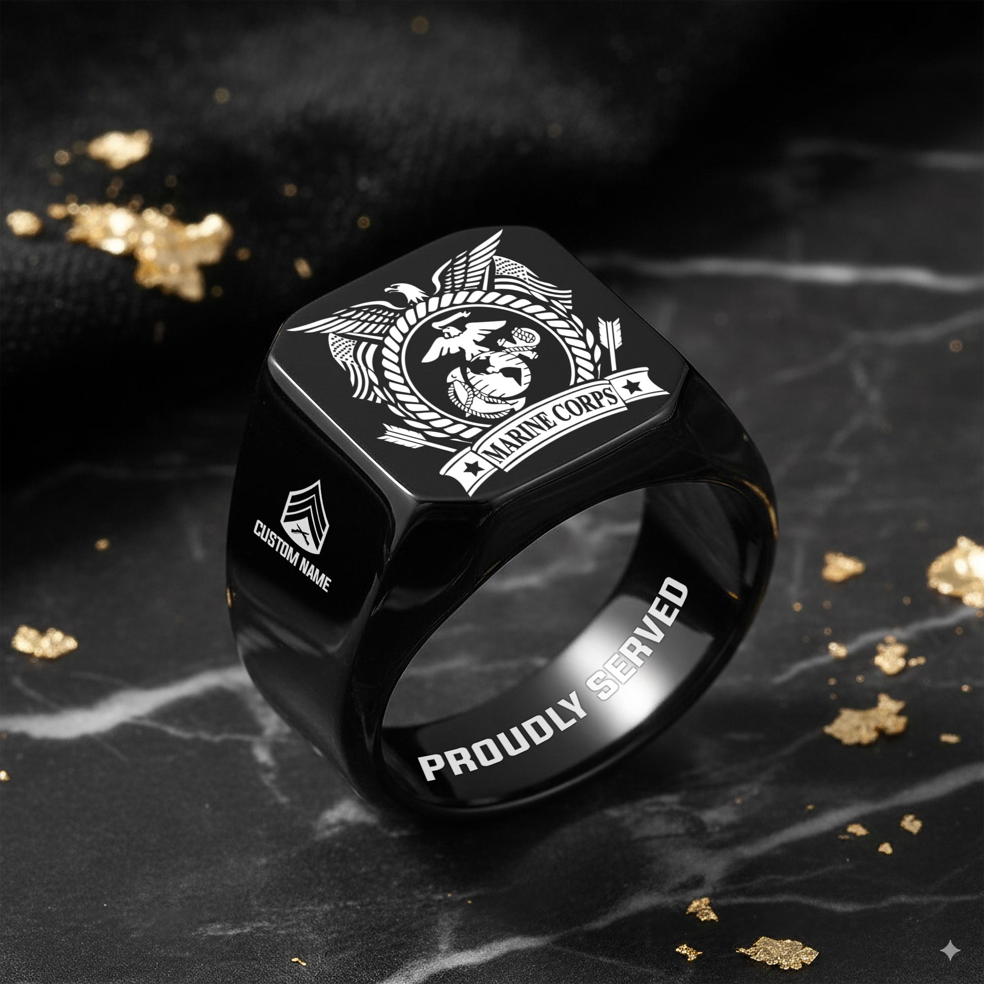 US Marine Corps, No One Gets Left Behind - Engraved Men's Ring - Image 8