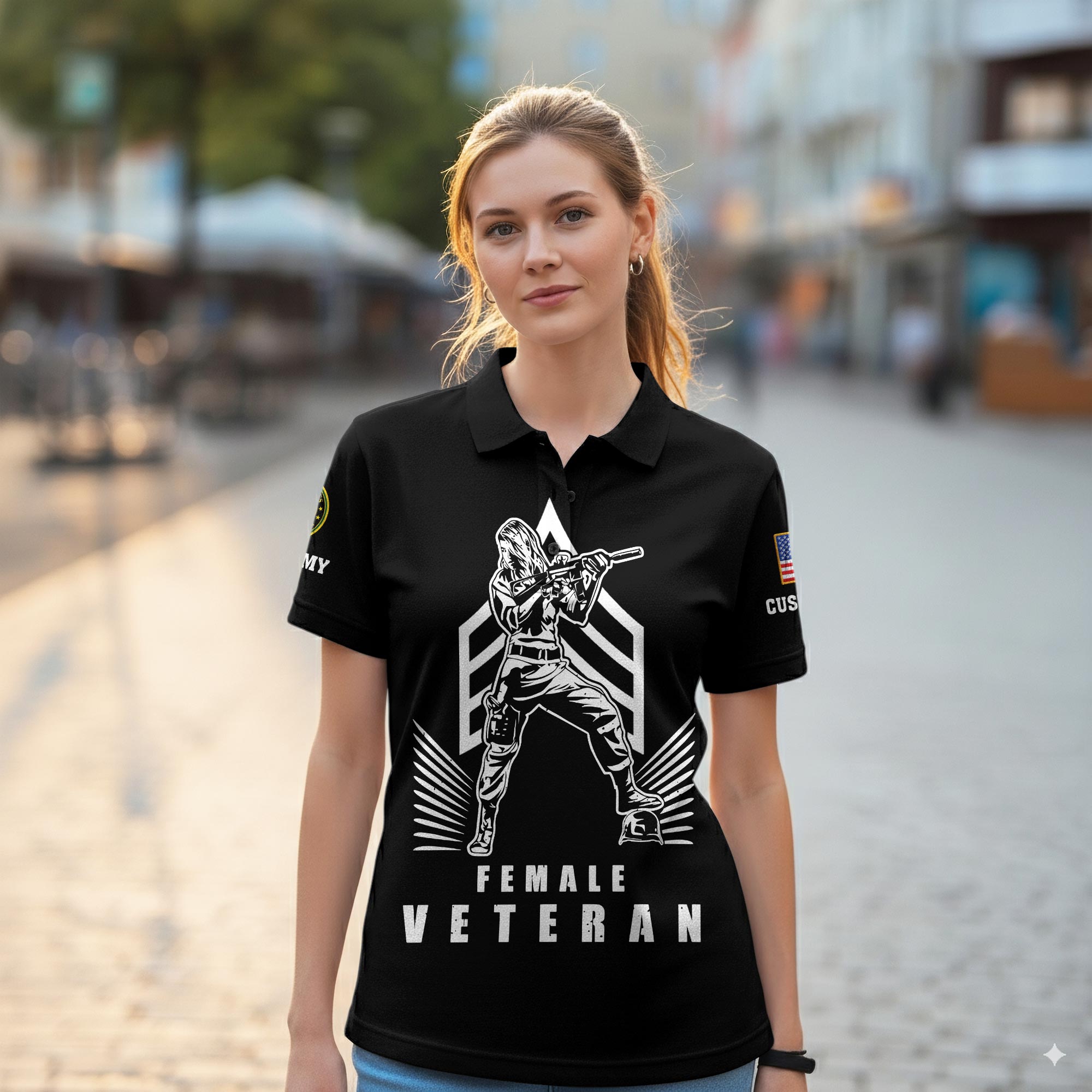 US Army, Proud Veteran - Women Polo Shirt - Image 2