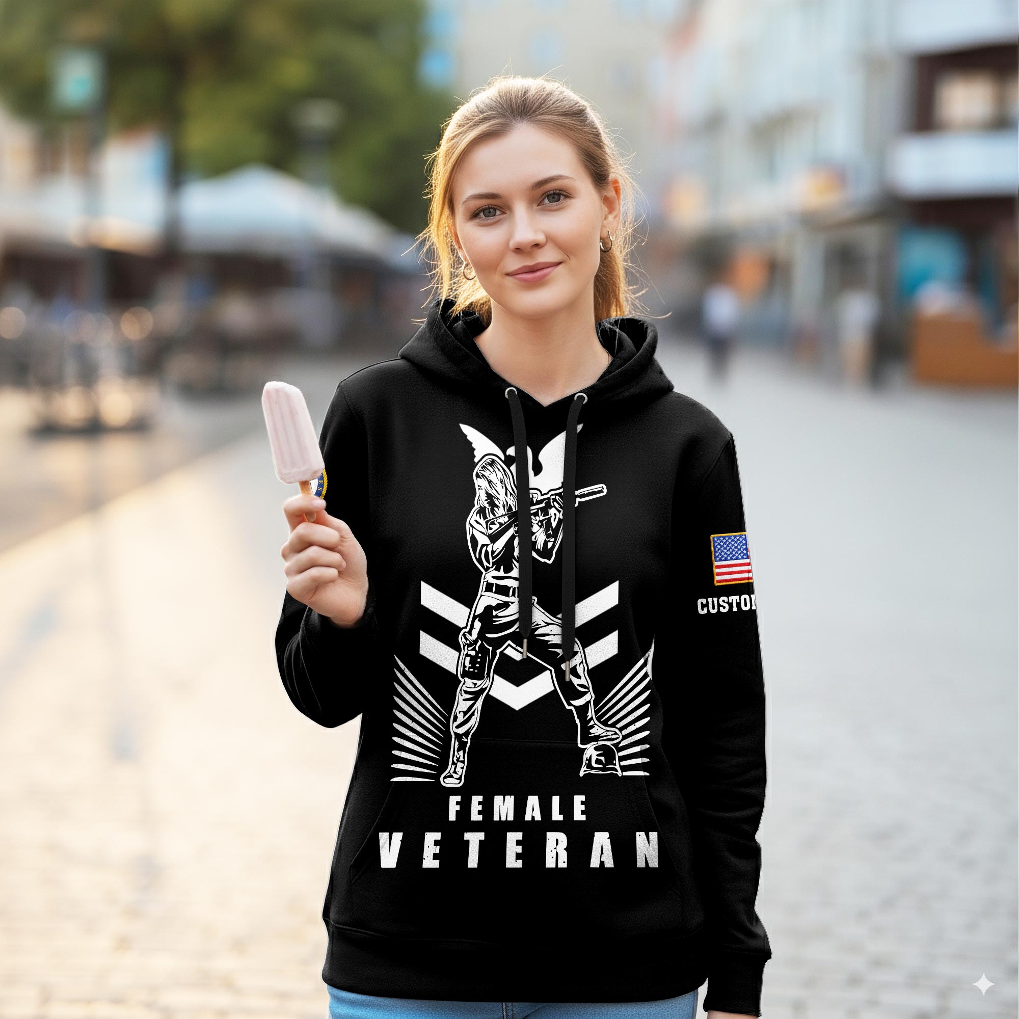 US Navy, E 3 Blue - Women Hoodie - Image 2