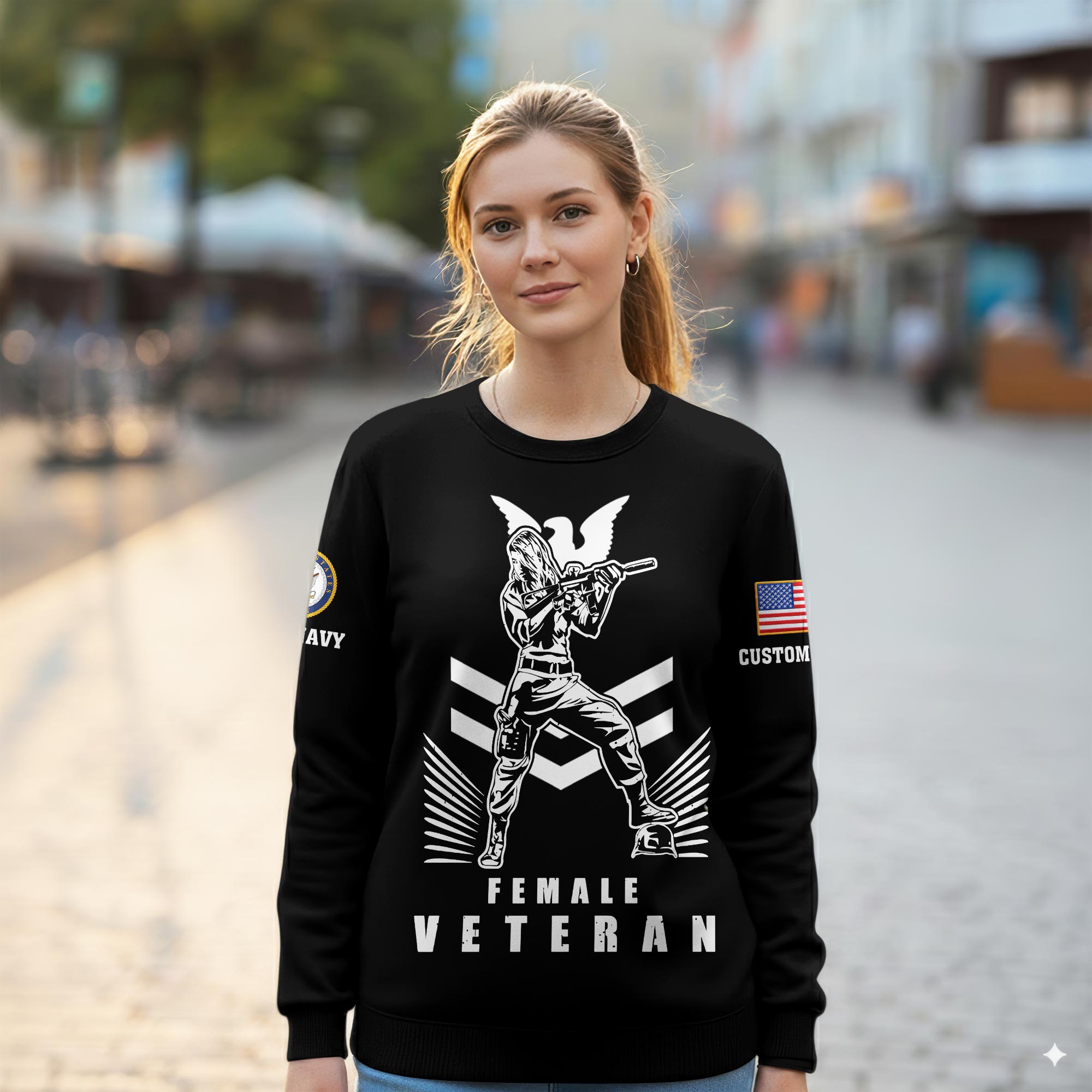 US Navy, E 7 Red - Women Sweatshirt - Image 2