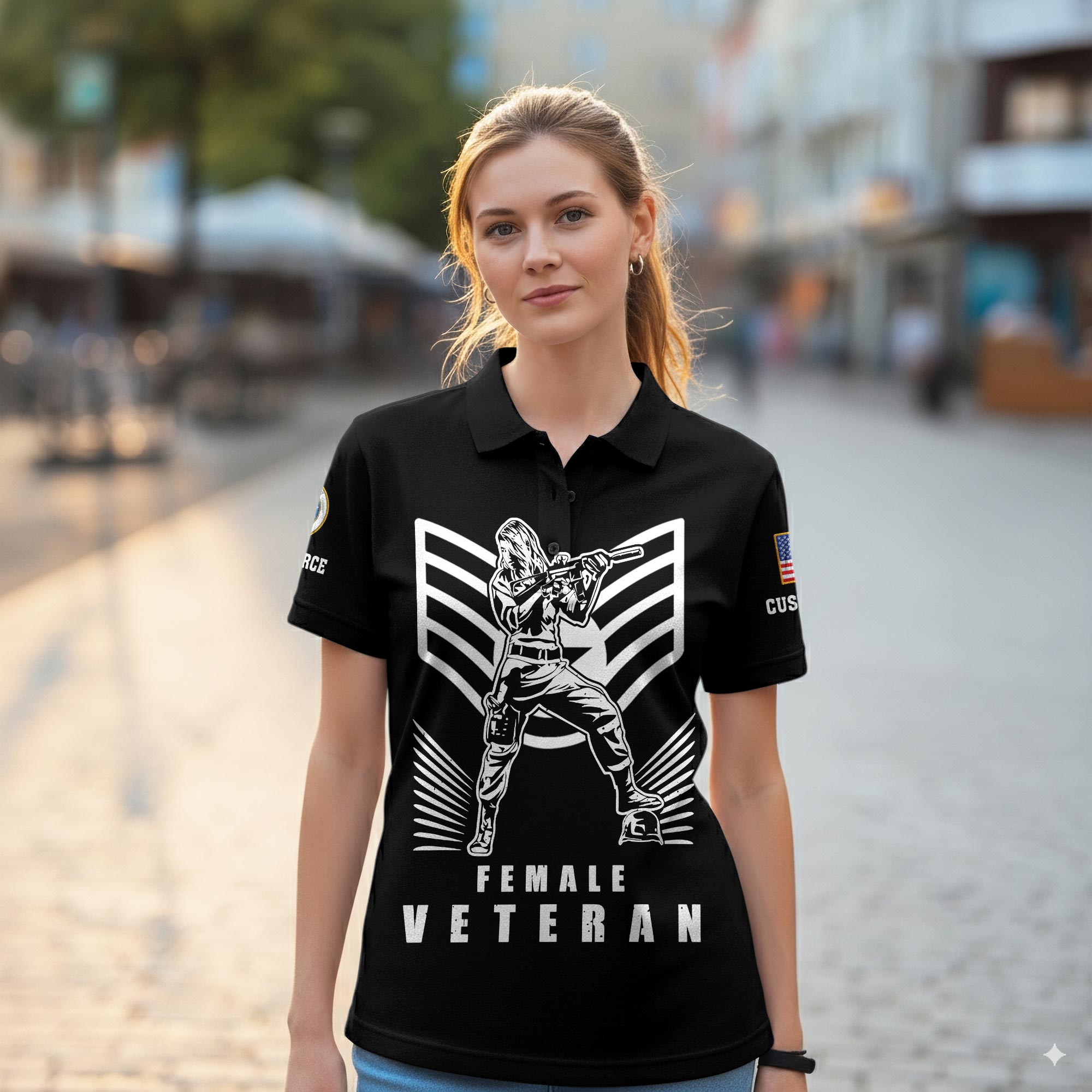 US Air Force , Freedom Over Fear - Women Polo Shirt - Image 2