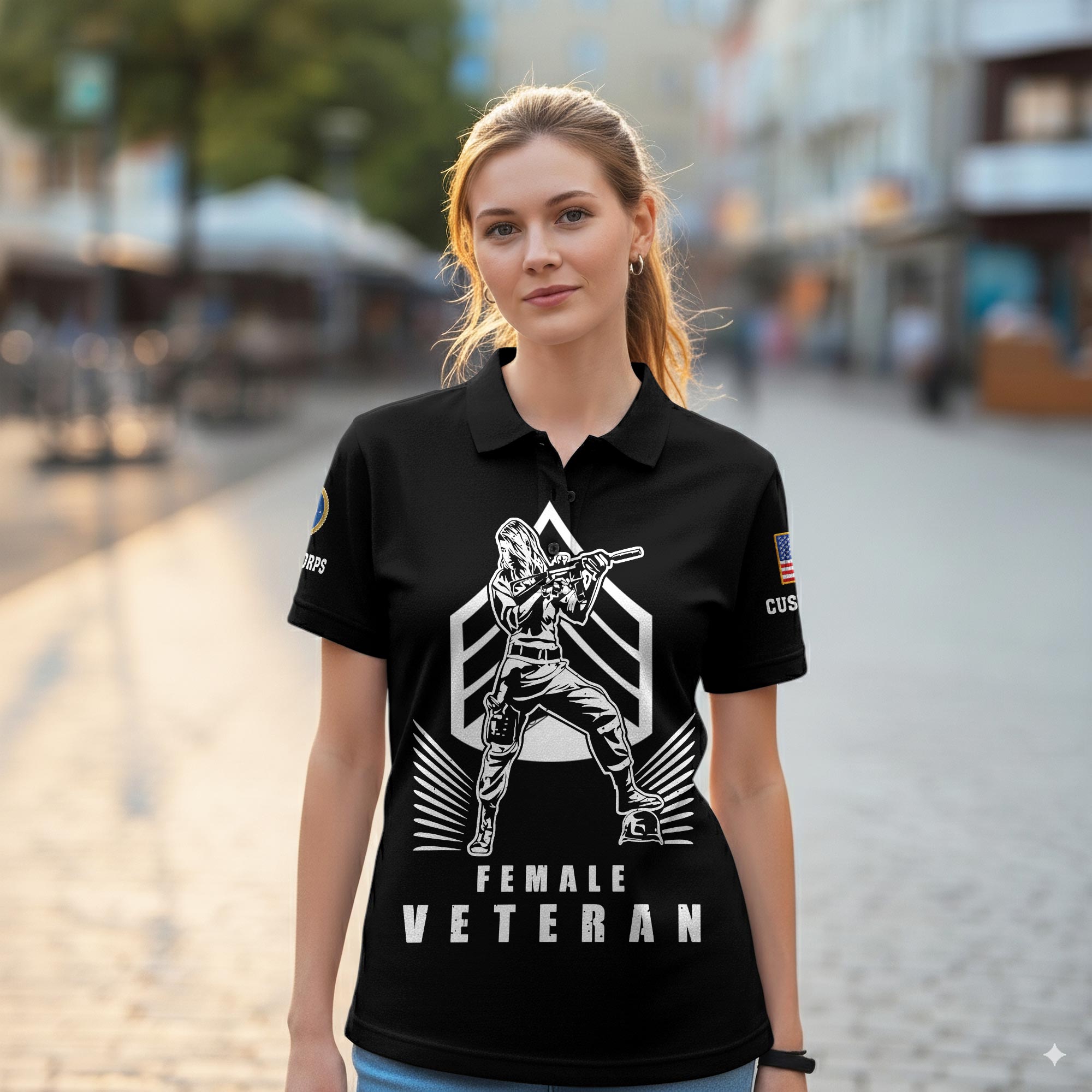 US Marine Corps, No One Gets Left Behind - Women Polo Shirt - Image 2