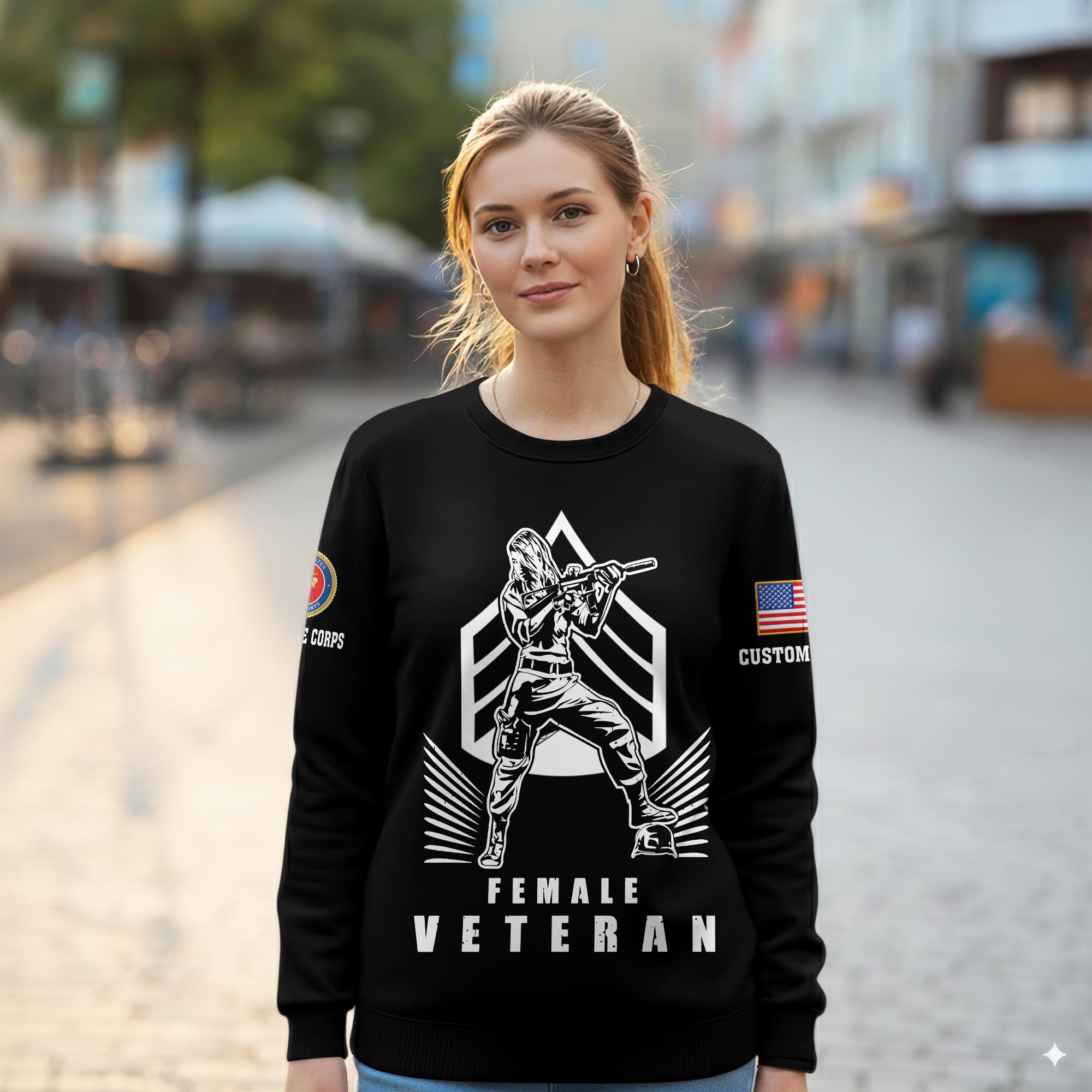 US Marine Corps, Freedom Over Fear - Women Sweatshirt - Image 2