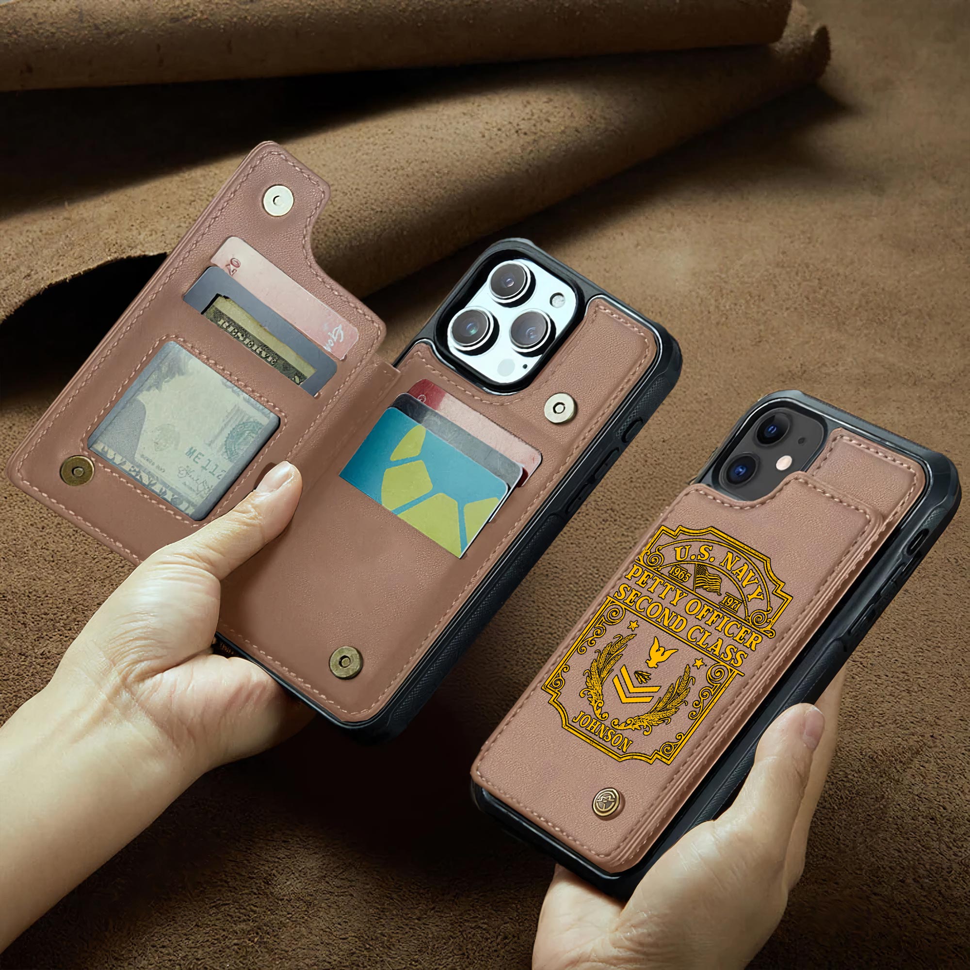 US Navy, Lest We Forget - Leather Flip Phone Case - Image 2