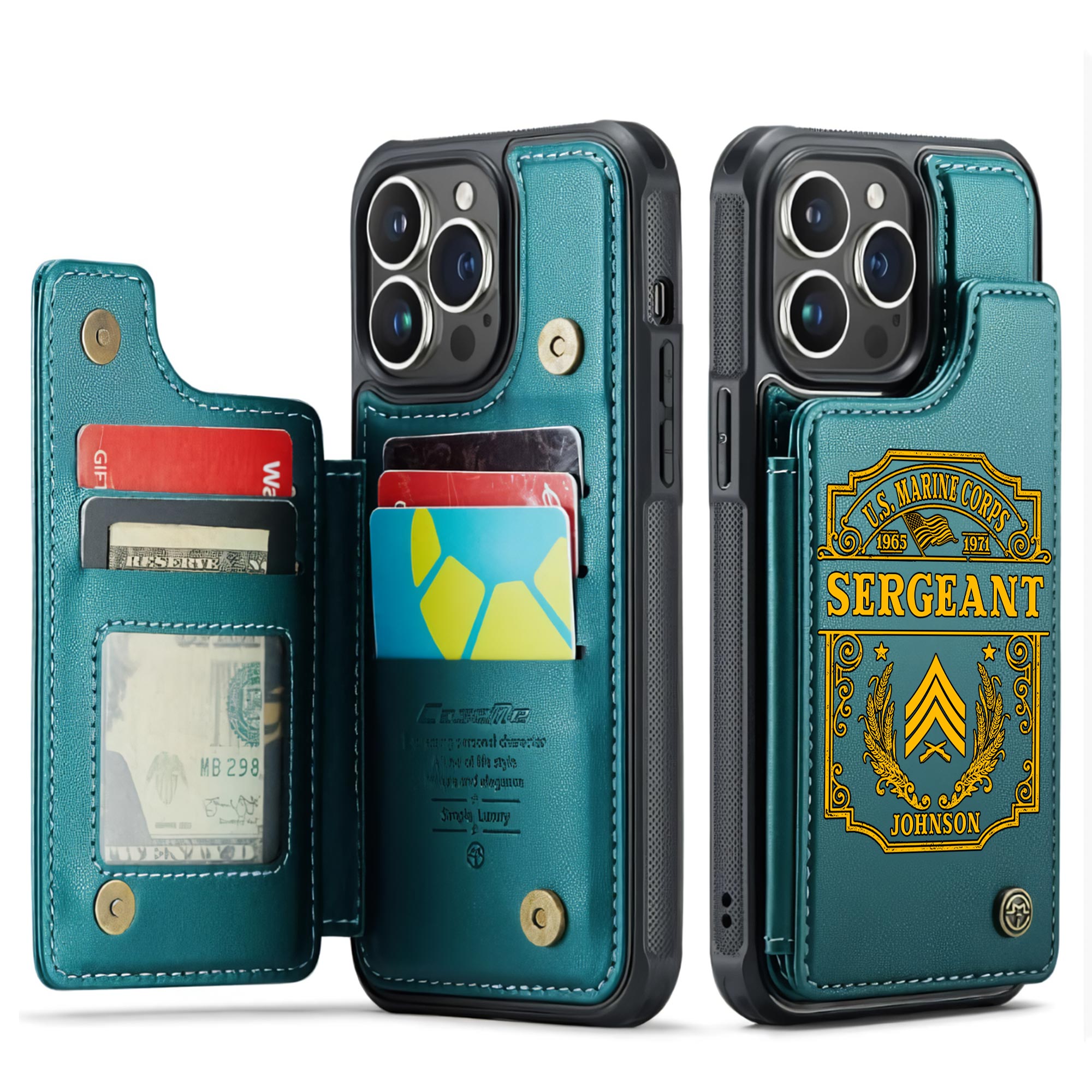 US Marine Corps, E 3 Marines Lance Corporal - Leather Flip Phone Case - Image 5