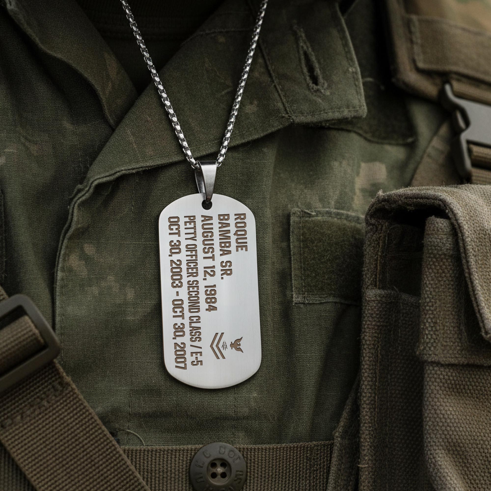 US Navy, E 6 Red - Engraved Military Dog Tag - Image 3