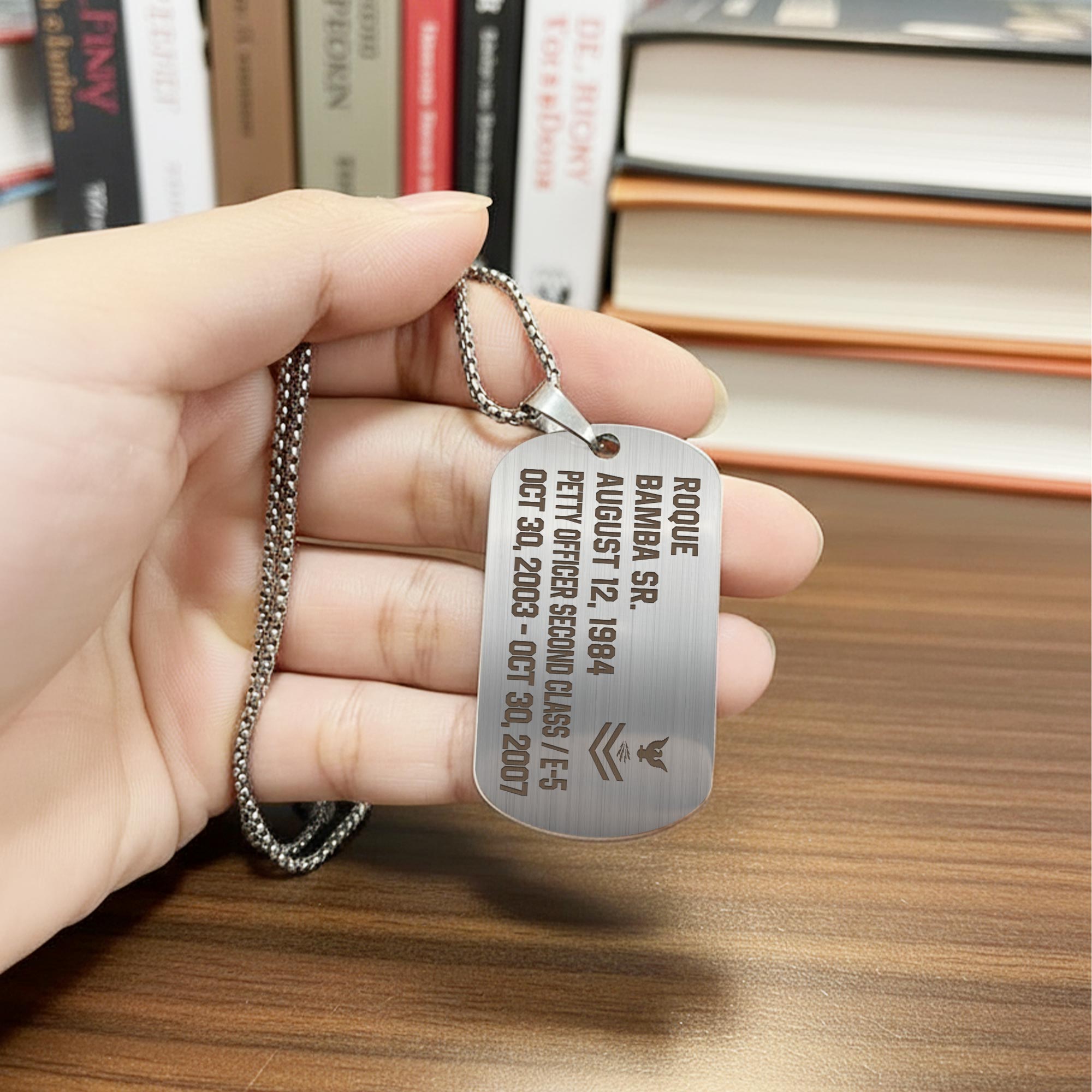 US Navy, E 6 Red - Engraved Military Dog Tag - Image 5