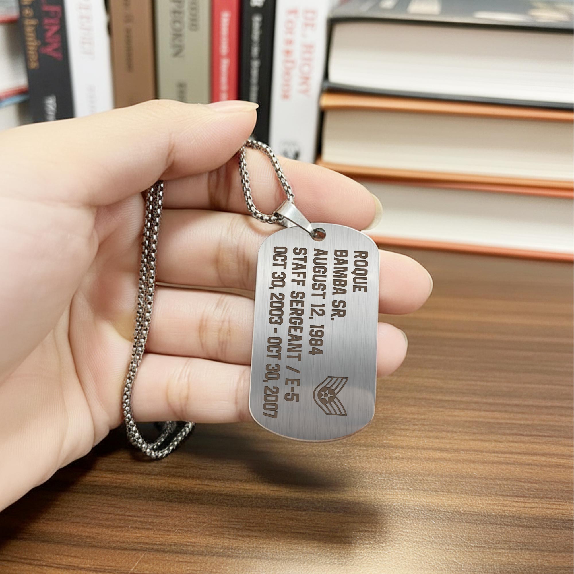 US Air Force, E 7 Air Force Master Sergeant - Engraved Military Dog Tag - Image 5