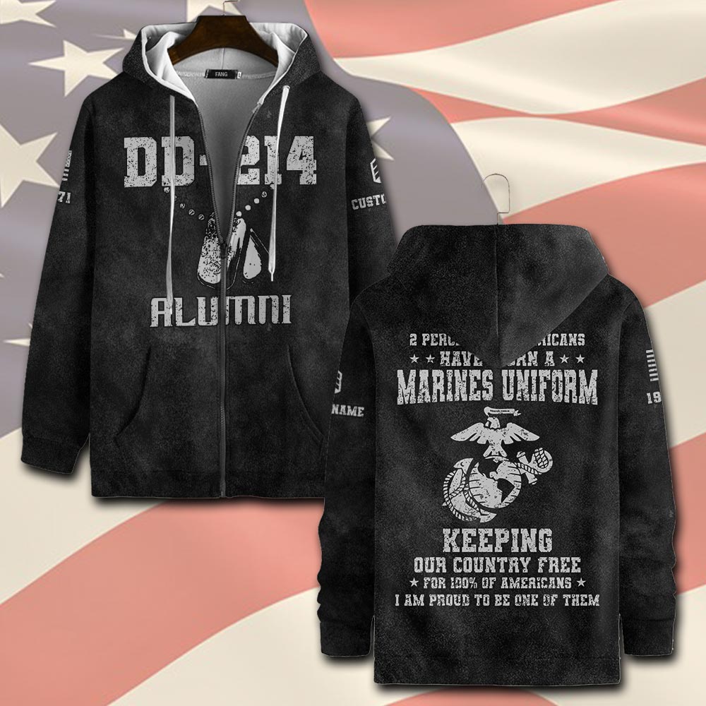 US Marine Corps, Honor, Duty, Service - Zip Hoodie