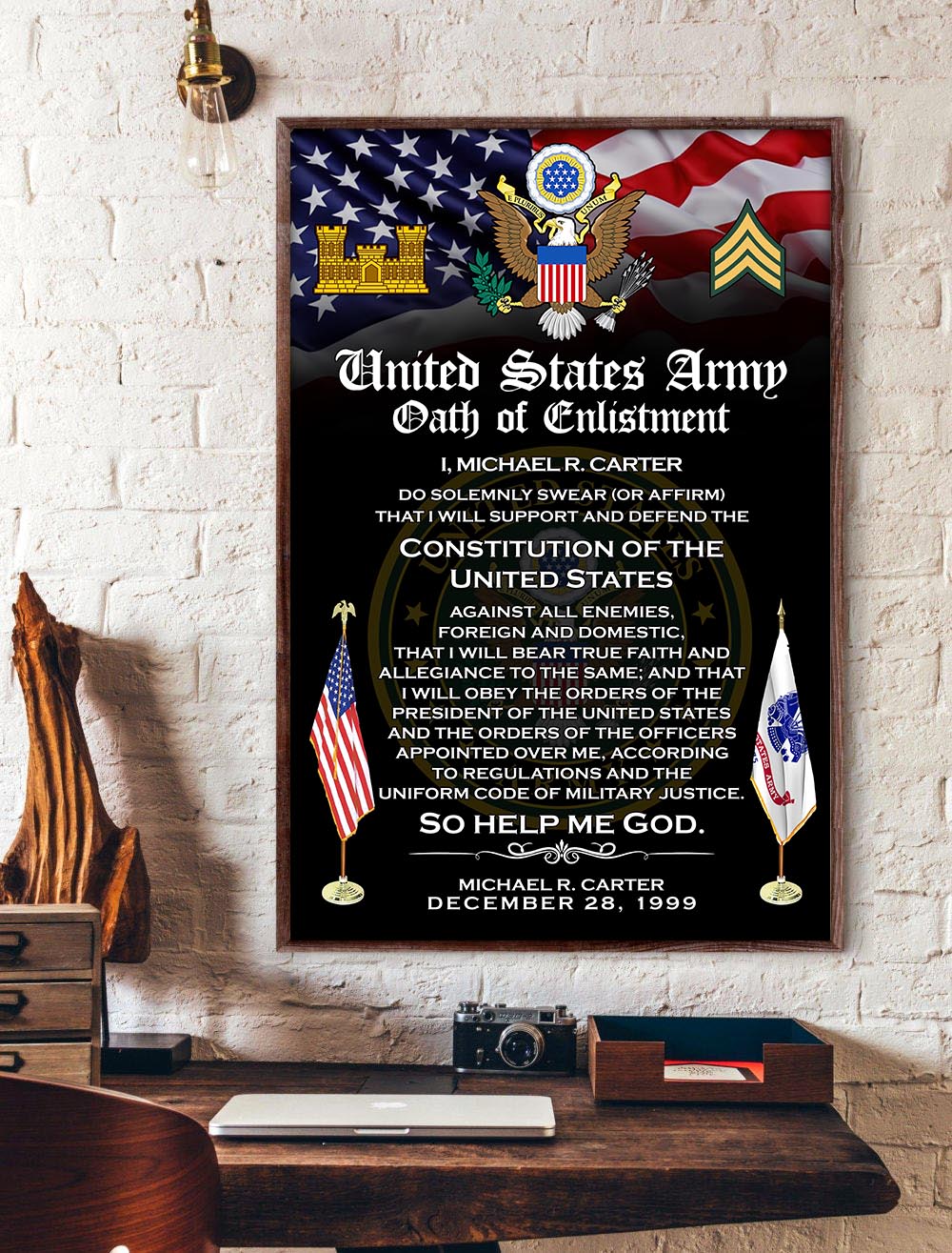 Army Branch, Remember - Honor - Respect - Poster With Frame 16x12in (Recommended) - Image 2