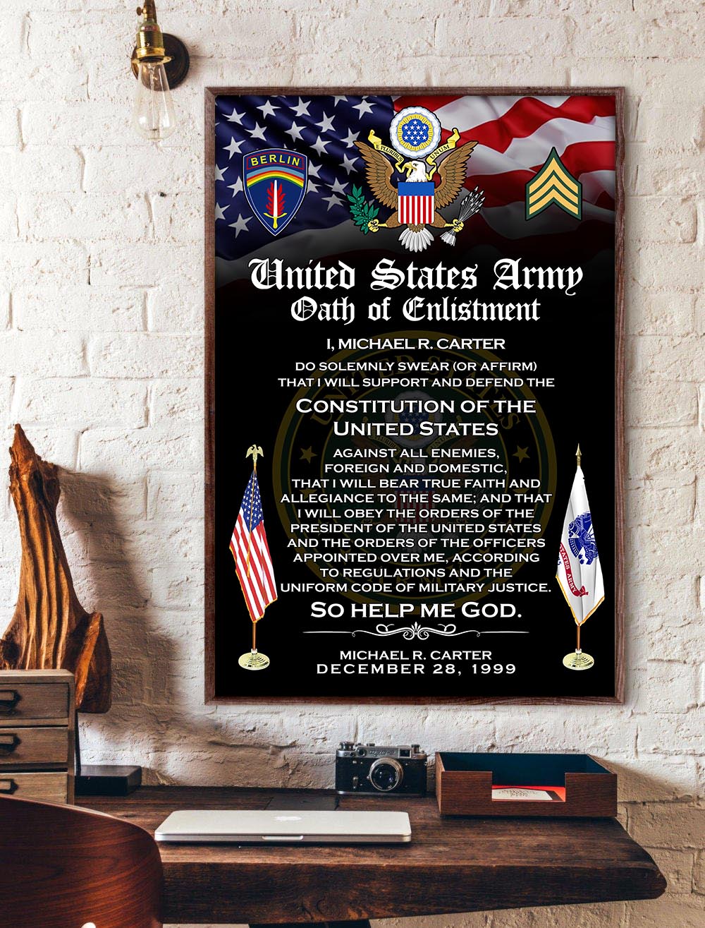 Army Division, Freedom Over Fear - Poster With Frame 16x12in (Recommended) - Image 2