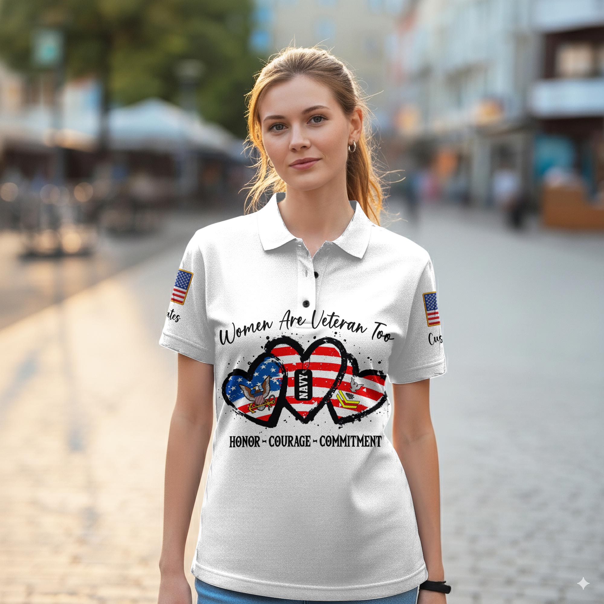 US Navy, By Sea, Air and Land - Women Polo Shirt - Image 2