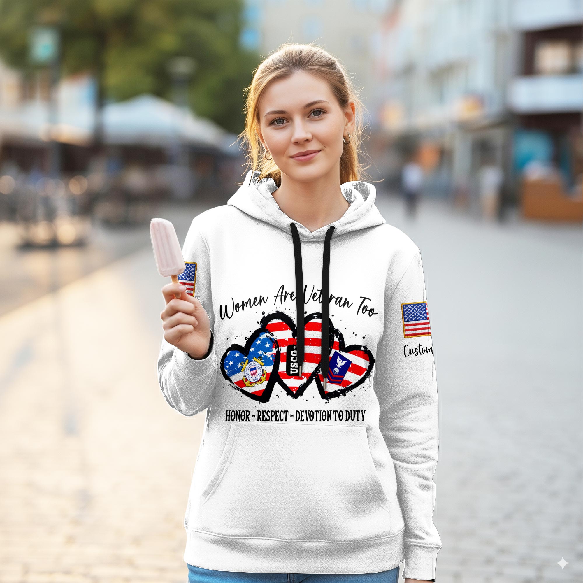 US Coast Guard, Land Of The Free, Because Of The Brave - Women Hoodie - Image 2