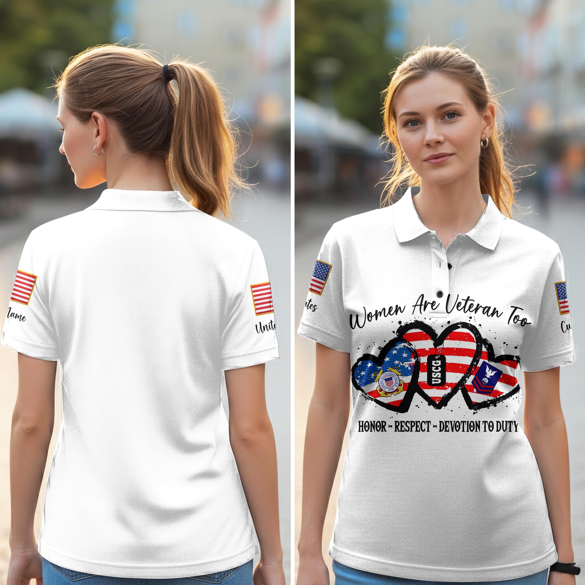 US Coast Guard, E 8 Gold - Women Polo Shirt