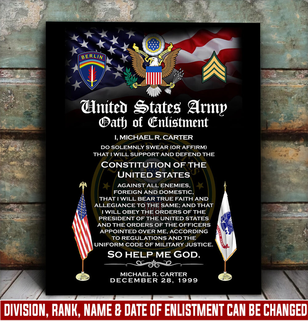 Army Division, E 4 Army Corporal - Canvas (With Frame) 20x16in
