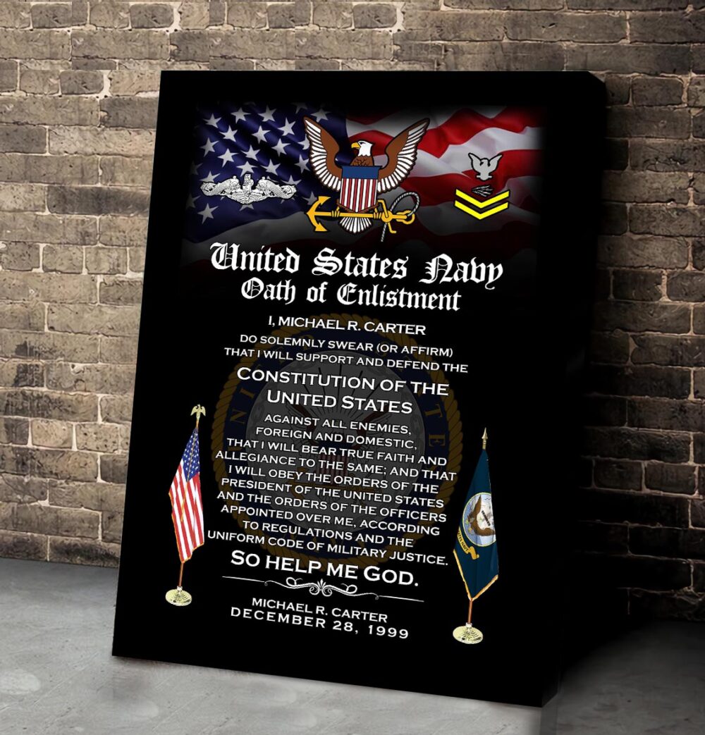 Navy Badge, Freedom Isn't Free - Canvas (With Frame) 20x16in - Image 2
