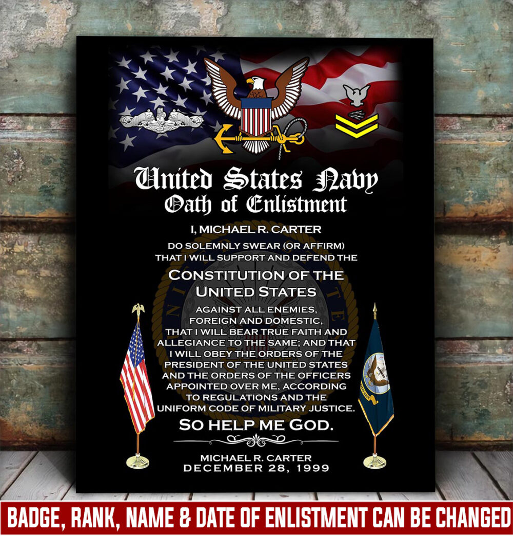 Navy Badge, Freedom Isn't Free - Canvas (With Frame) 20x16in