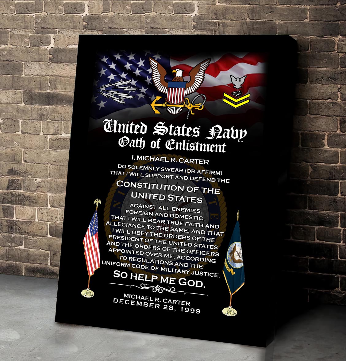 Navy Rating, Freedom Over Fear - Canvas (With Frame) 20x16in - Image 2