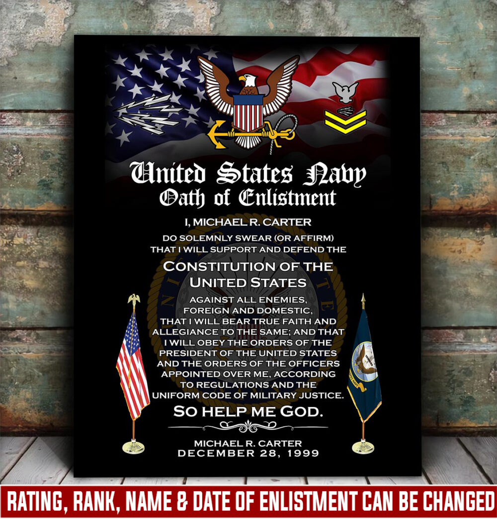 Navy Rating, Freedom Over Fear - Canvas (With Frame) 20x16in