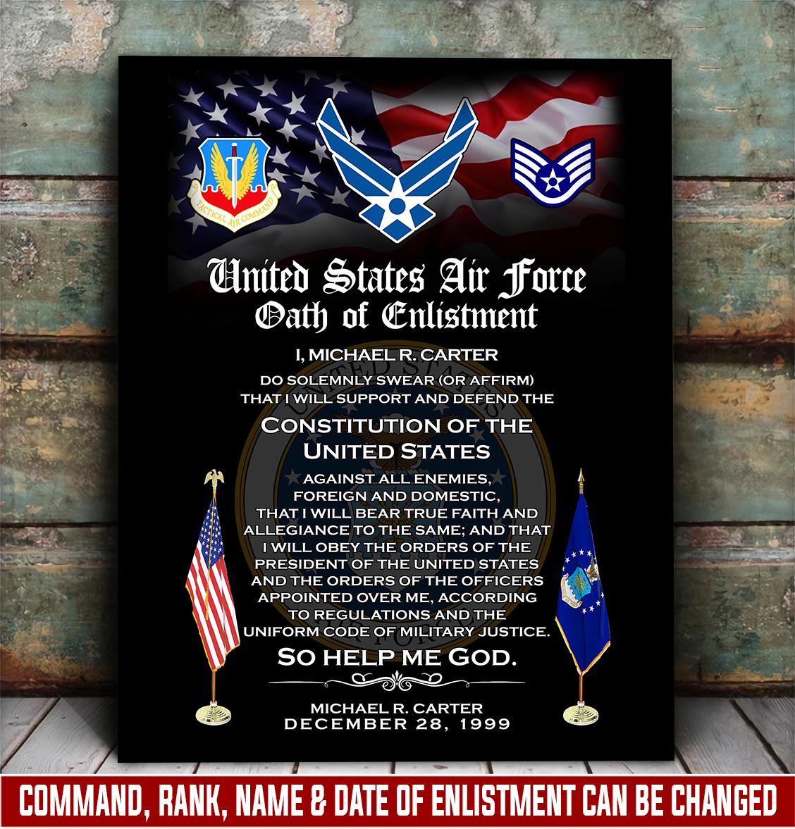 Air Force Command, We Own The Sky - Canvas (With Frame) 10x8in