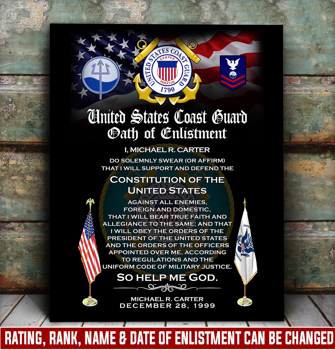Coast Guard Rating, Always Ready - Canvas (With Frame) 10x8in