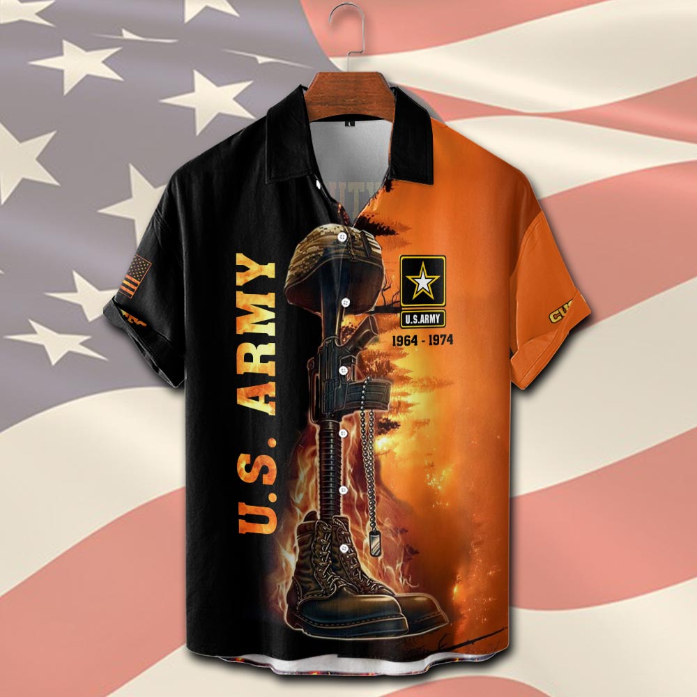 US Army, I Walked The Walk - Short Sleeve Button Shirt - Image 2