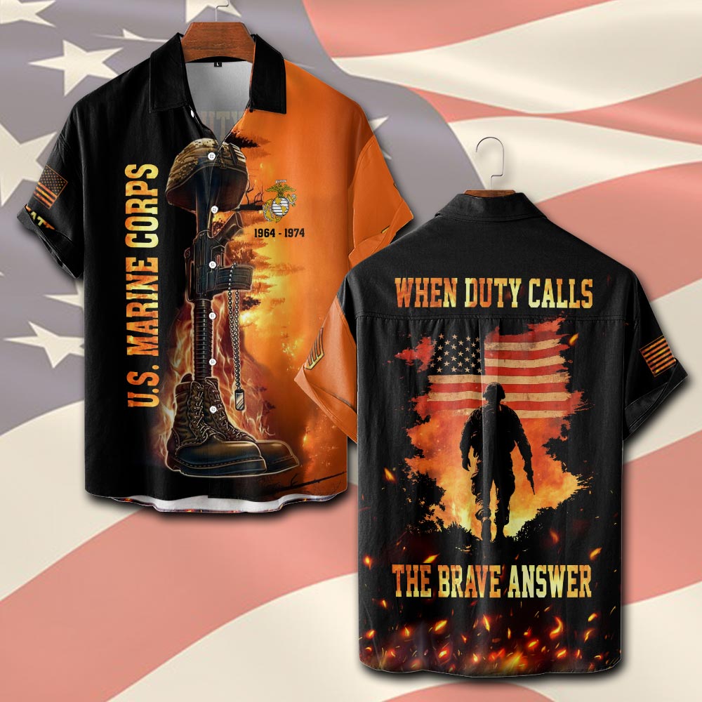 US Marine Corps, No One Fights Alone - Short Sleeve Button Shirt