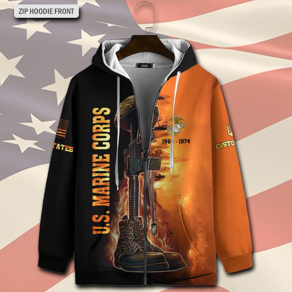 US Marine Corps, The Devil Dogs - Zip Hoodie - Image 2