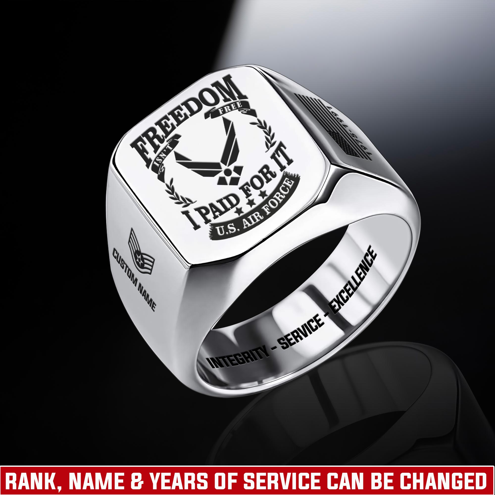 US Air Force , O 5 Air Force Lieutenant Colonel - Engraved Men's Ring