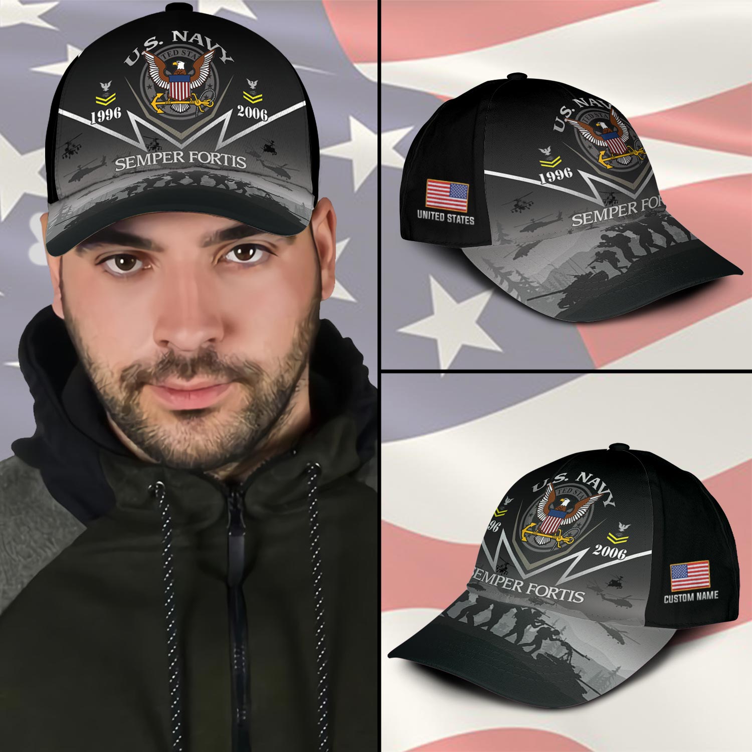 US Navy, Honor, Duty, Service - Classic Cap - Image 3