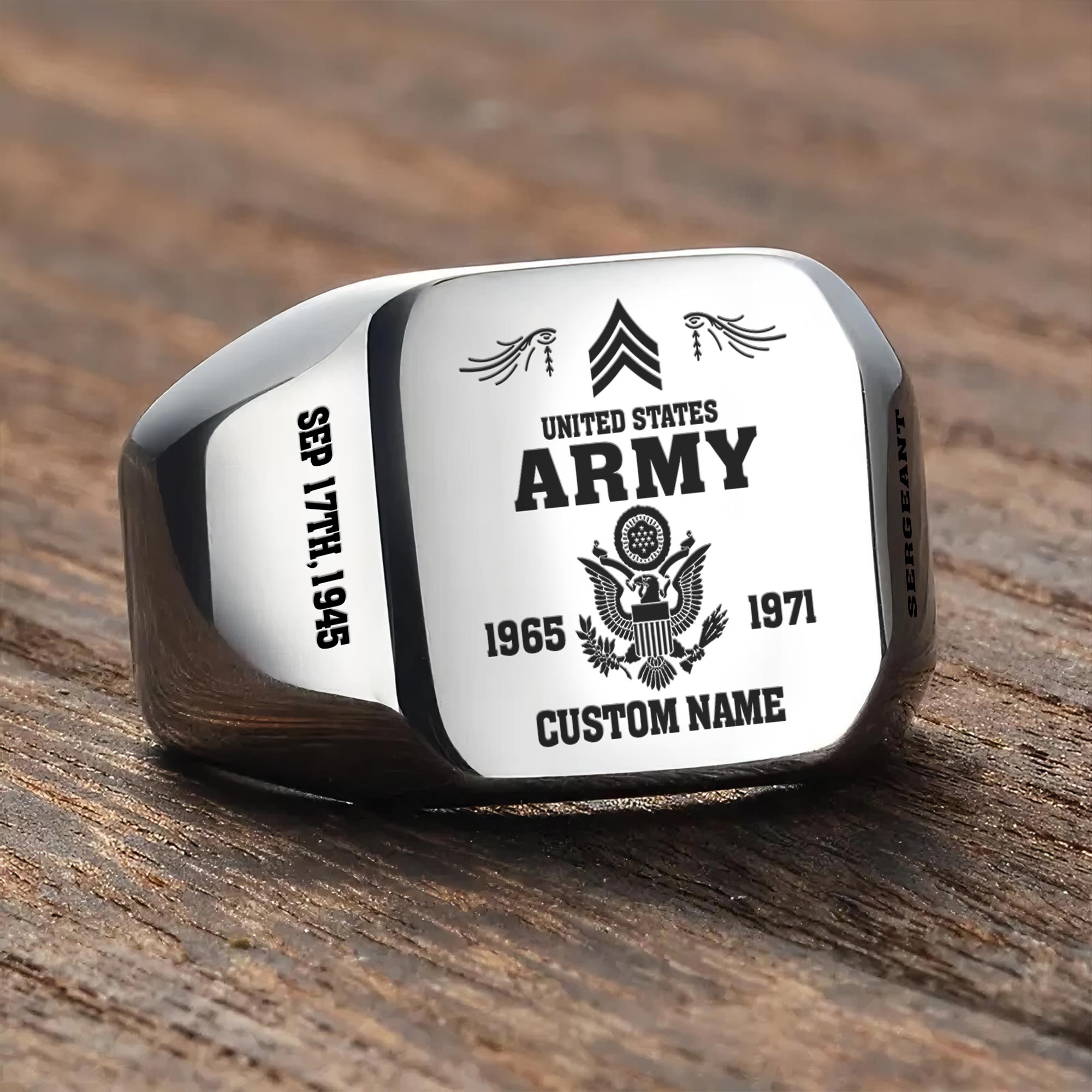 US Army, Honoring All Who Served - Engraved Men's Ring - Image 3
