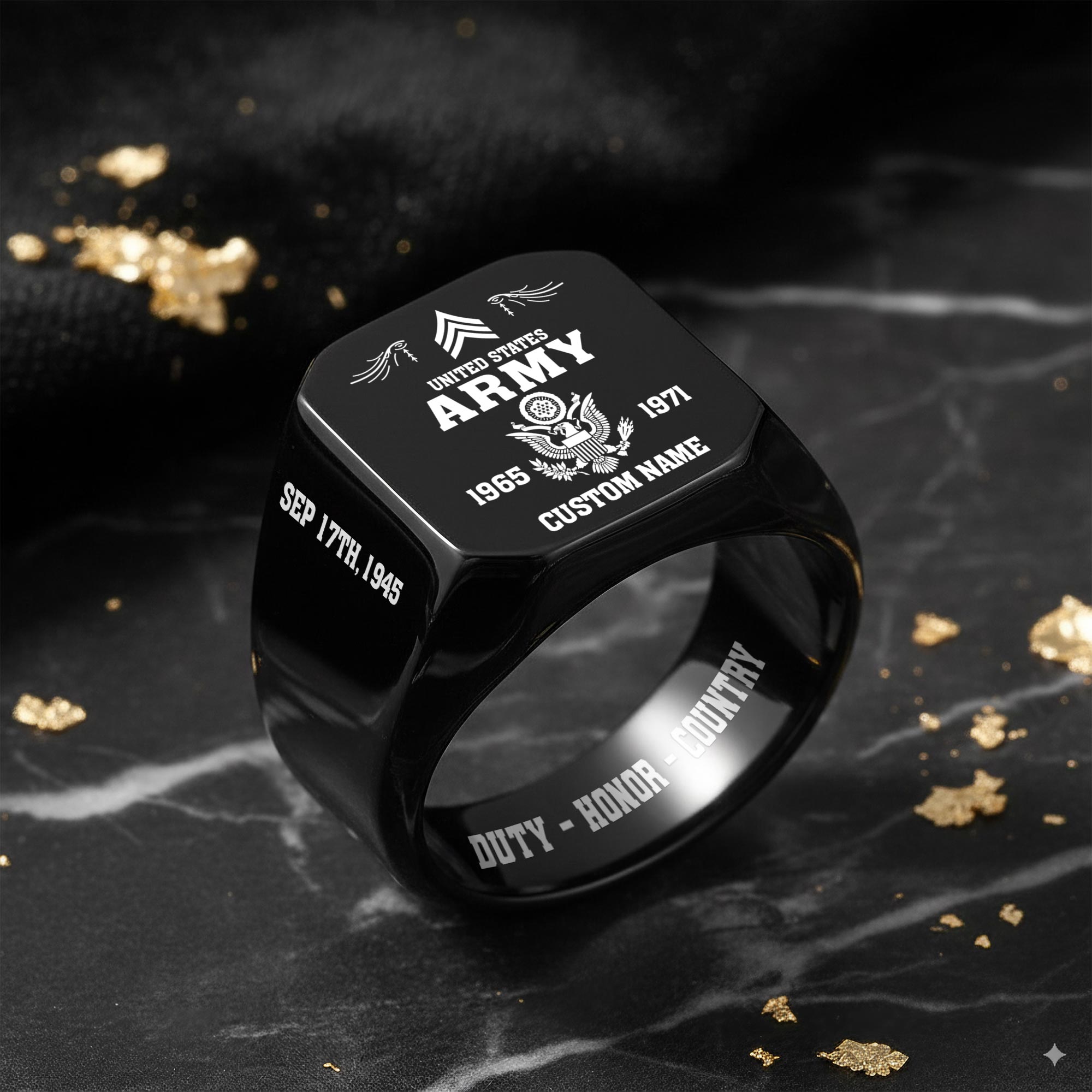 US Army, Honoring All Who Served - Engraved Men's Ring - Image 8