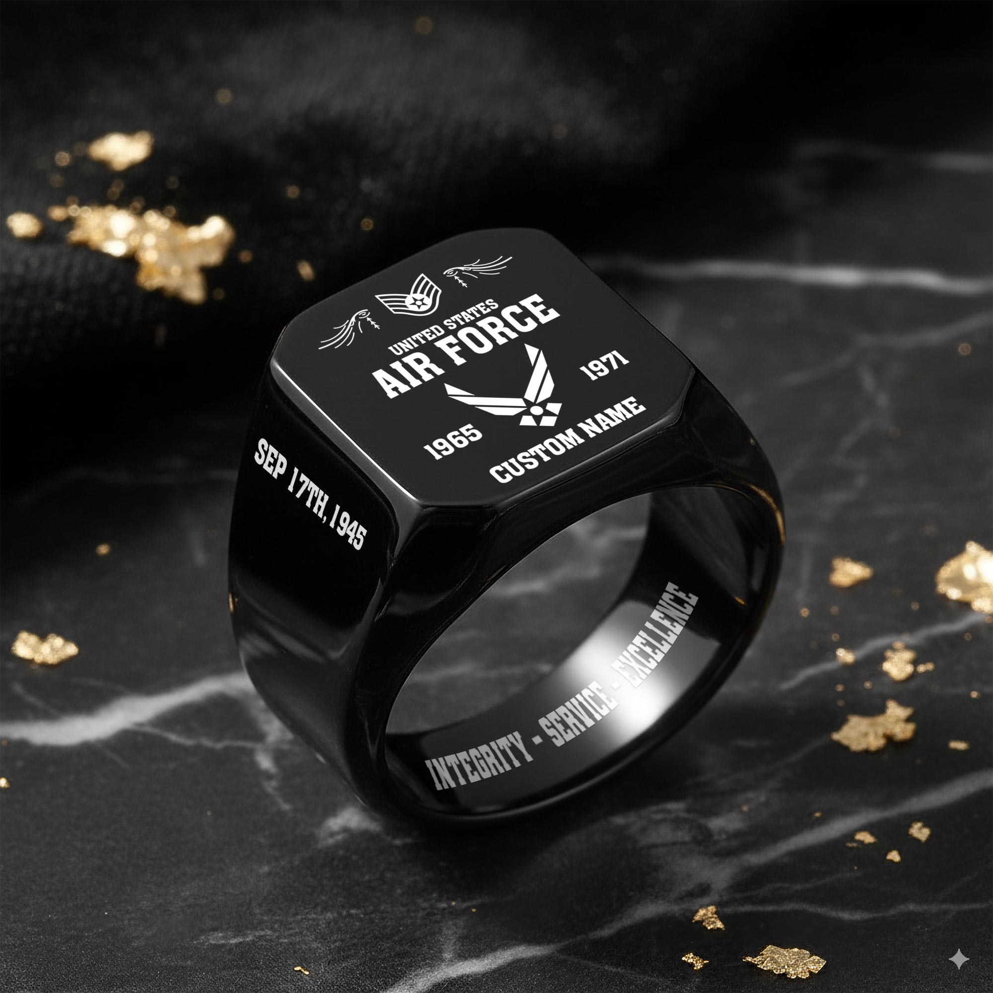 US Air Force , Always Remember, Never Forget - Engraved Men's Ring - Image 8