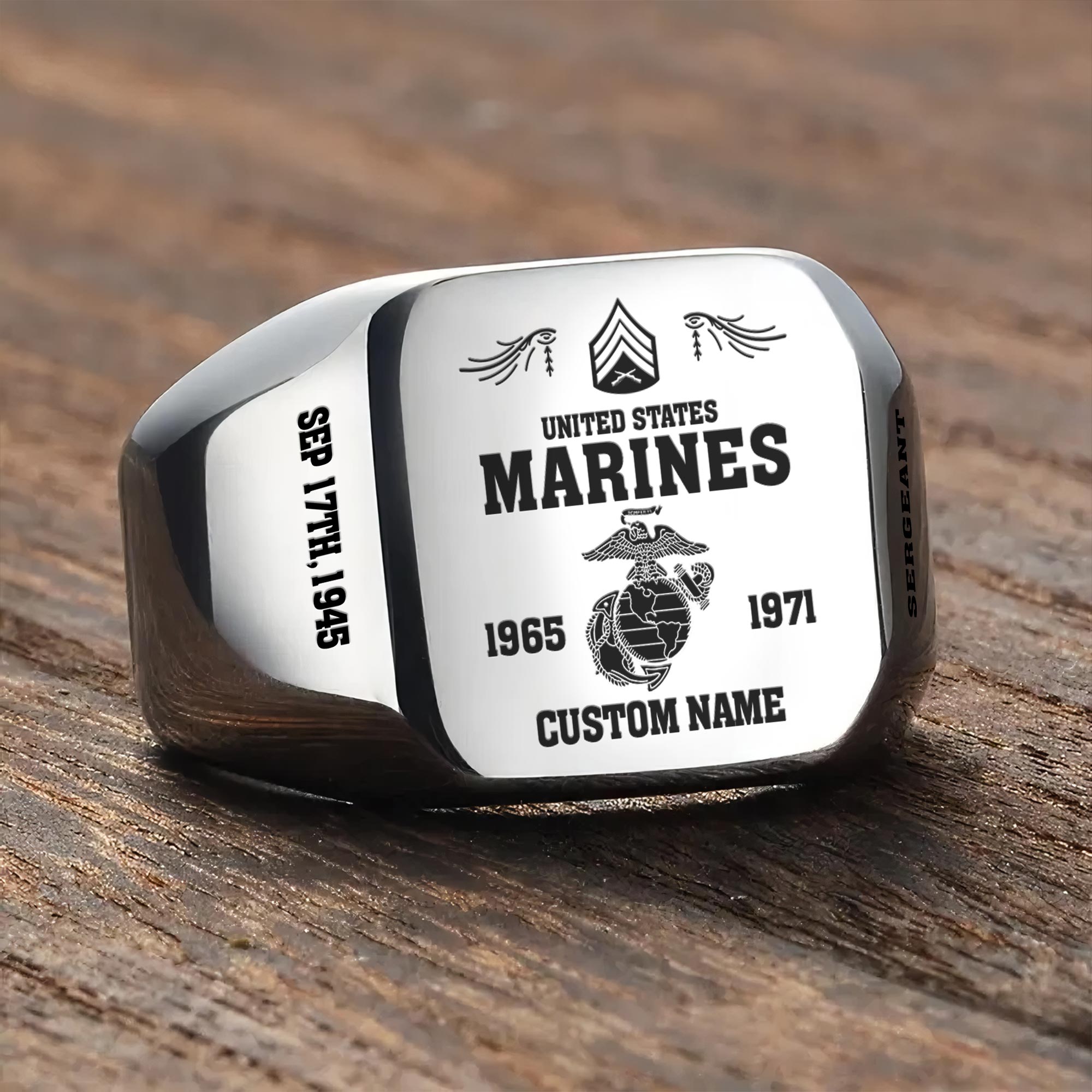 US Marine Corps, Once A Marine, Always A Marine - Engraved Men's Ring - Image 3