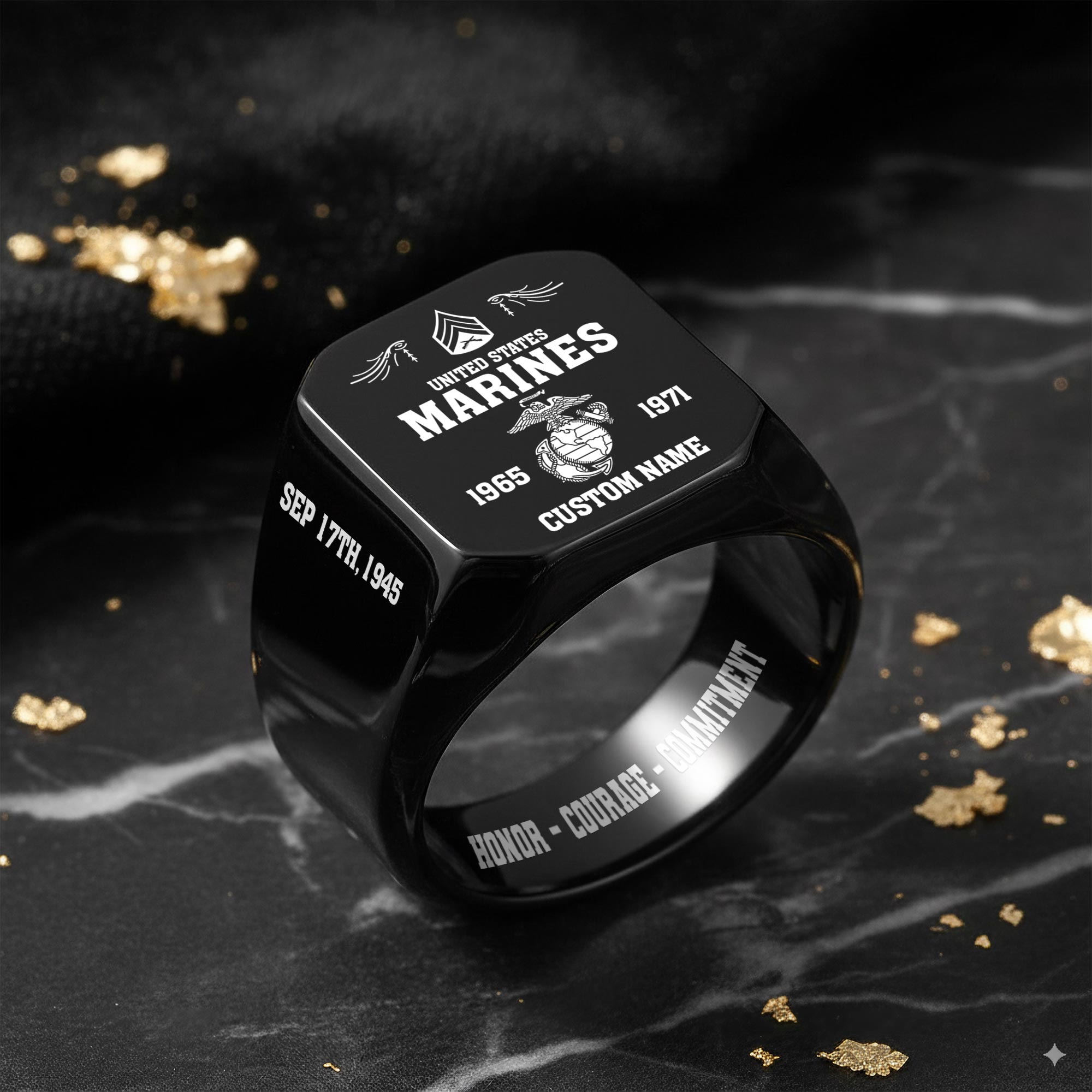 US Marine Corps, Once A Marine, Always A Marine - Engraved Men's Ring - Image 8