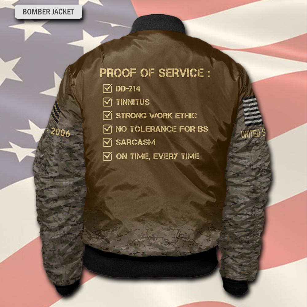 US Army, Honor, Duty, Service - Bomber Jacket - Image 3