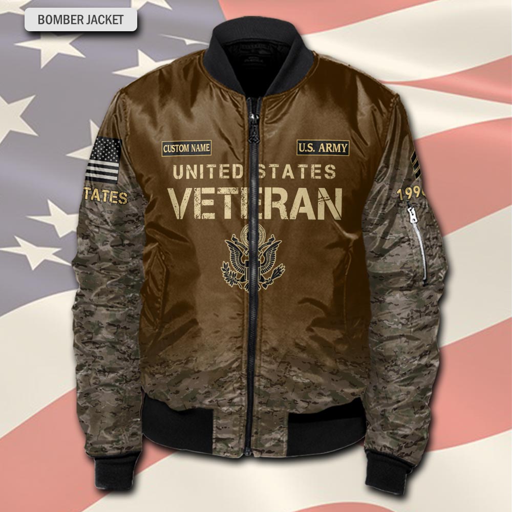 US Army, Honor, Duty, Service - Bomber Jacket - Image 2