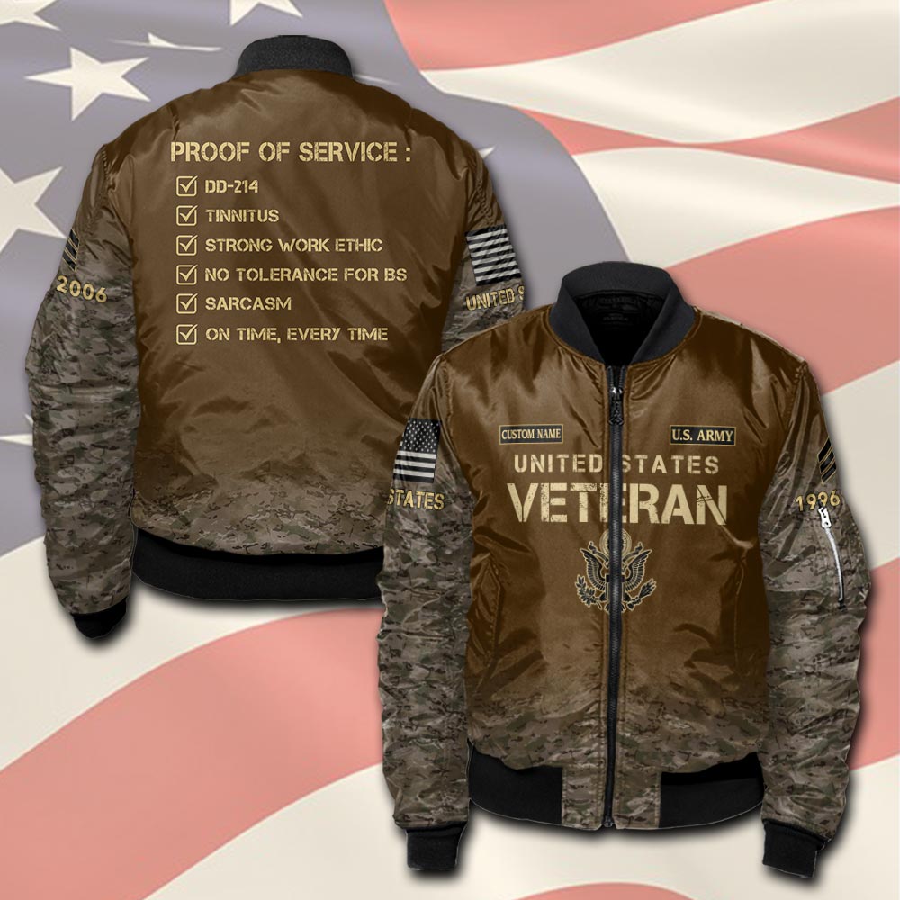 US Army, Honor, Duty, Service - Bomber Jacket