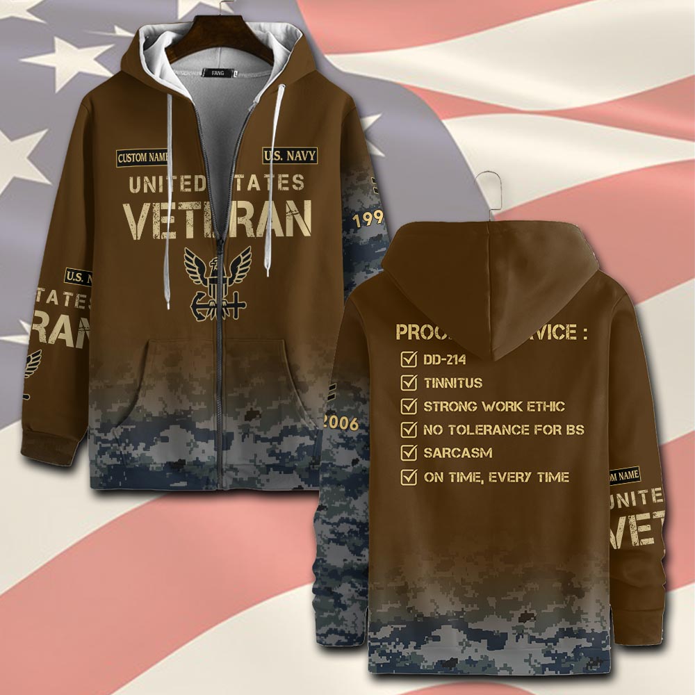 US Navy, Proud To Have Served - Zip Hoodie