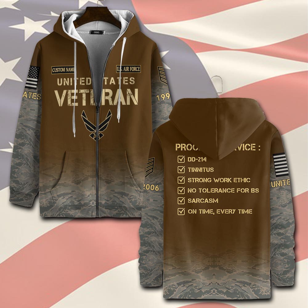 US Air Force , E 8 Air Force Senior Master Sergeant - Zip Hoodie