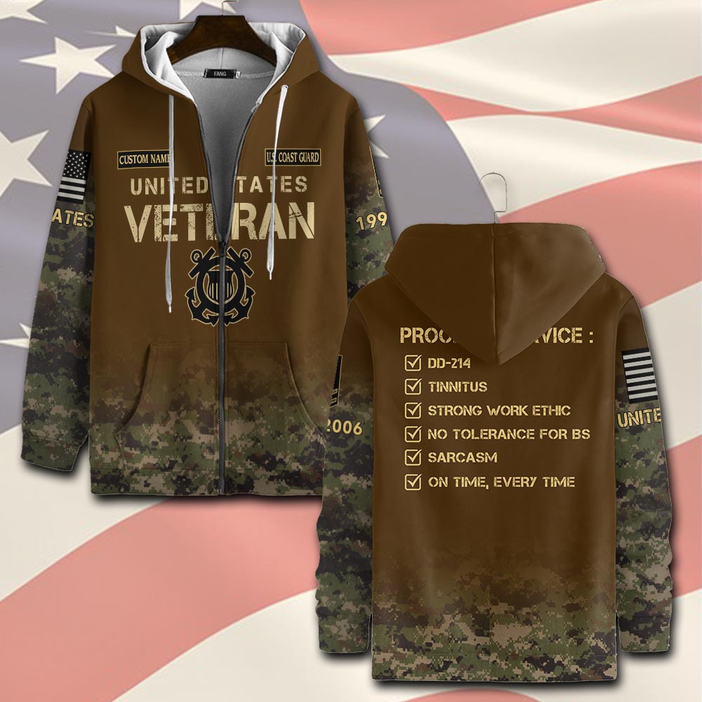 US Coast Guard, Honor, Duty, Service - Zip Hoodie