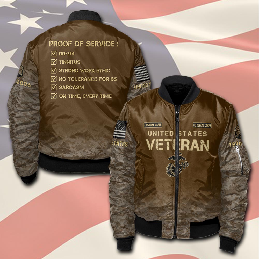 US Marine Corps, Duty, Honor, Country - Bomber Jacket