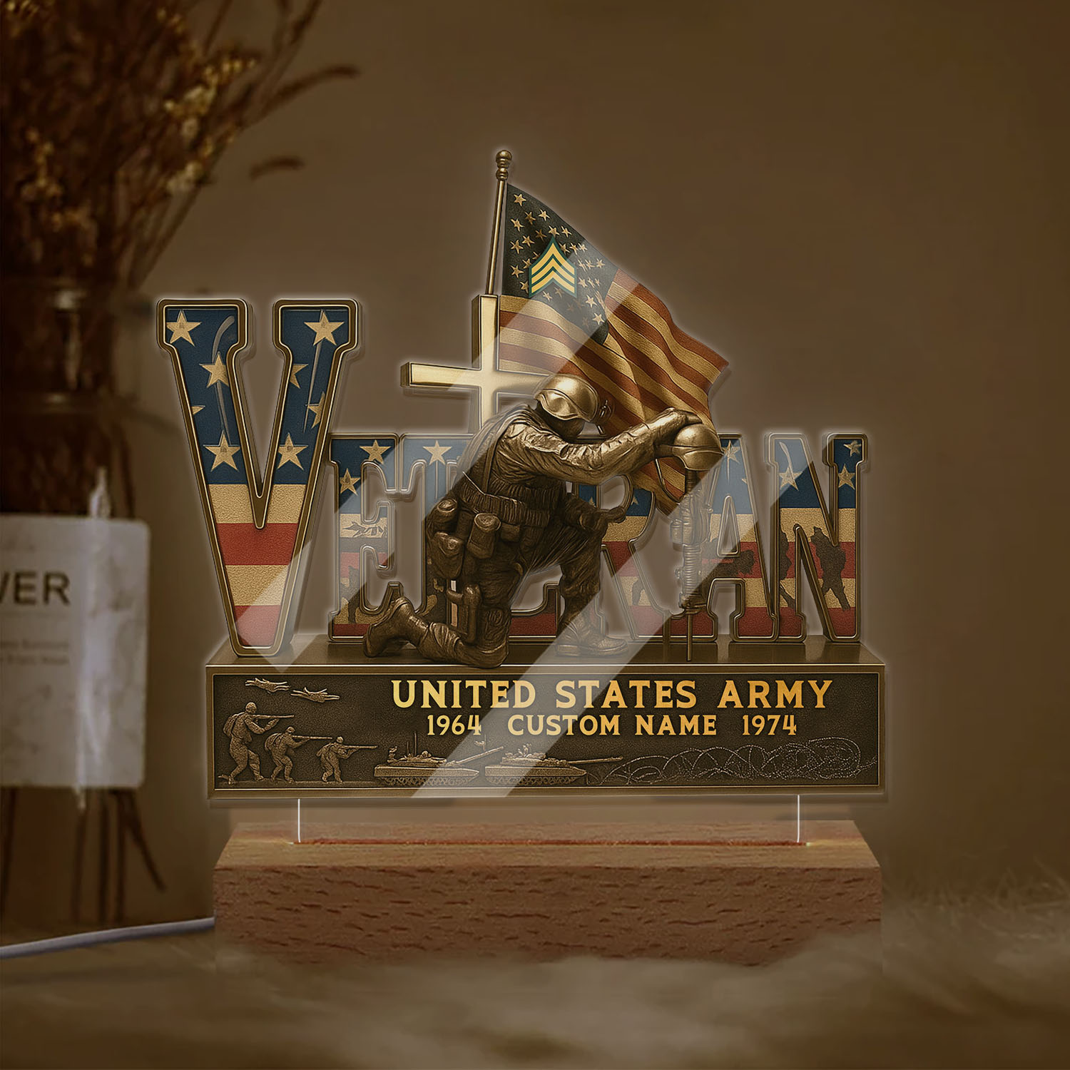 US Army, Freedom Isn't Free - Personalized Led Lamp - Image 2