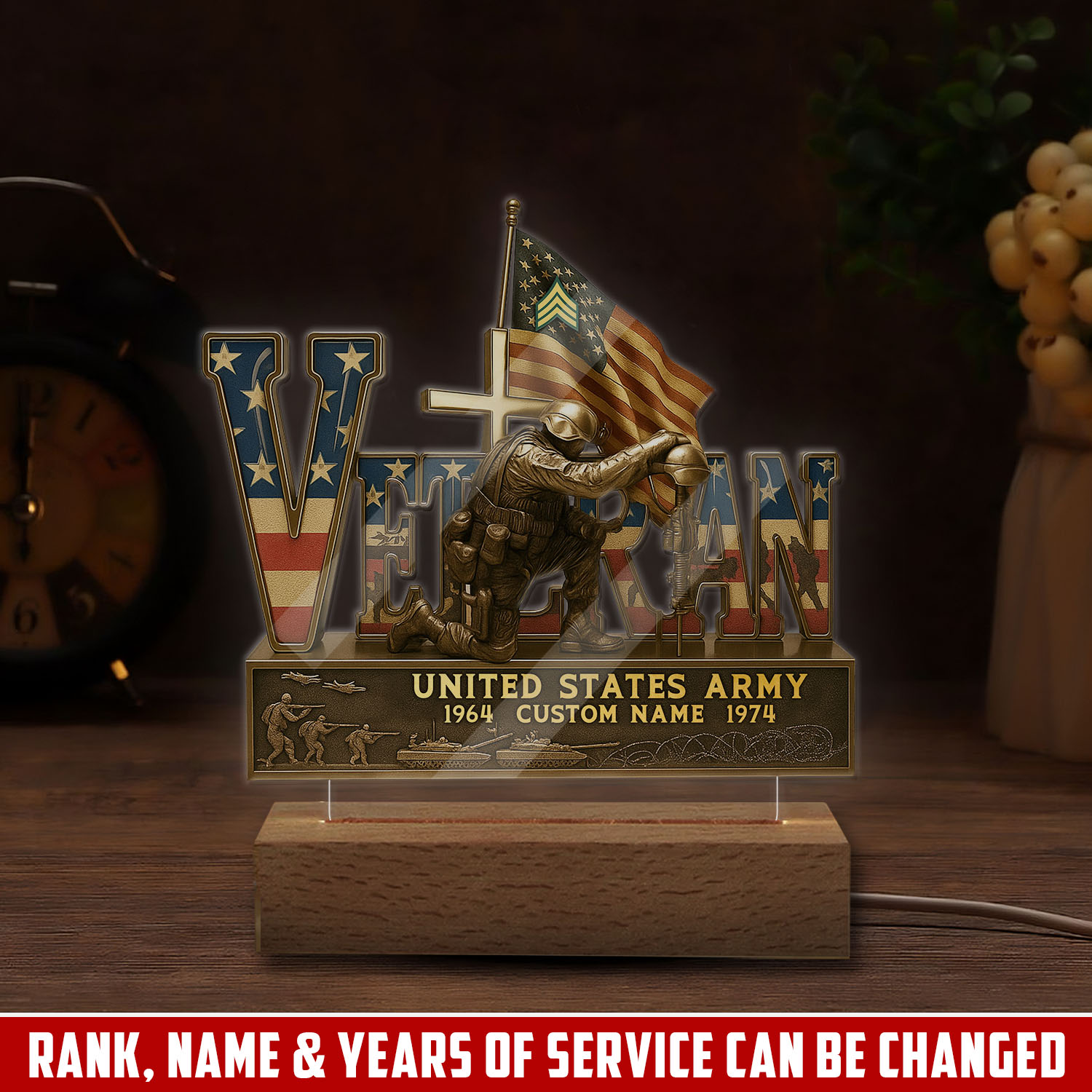US Army, Freedom Isn't Free - Personalized Led Lamp
