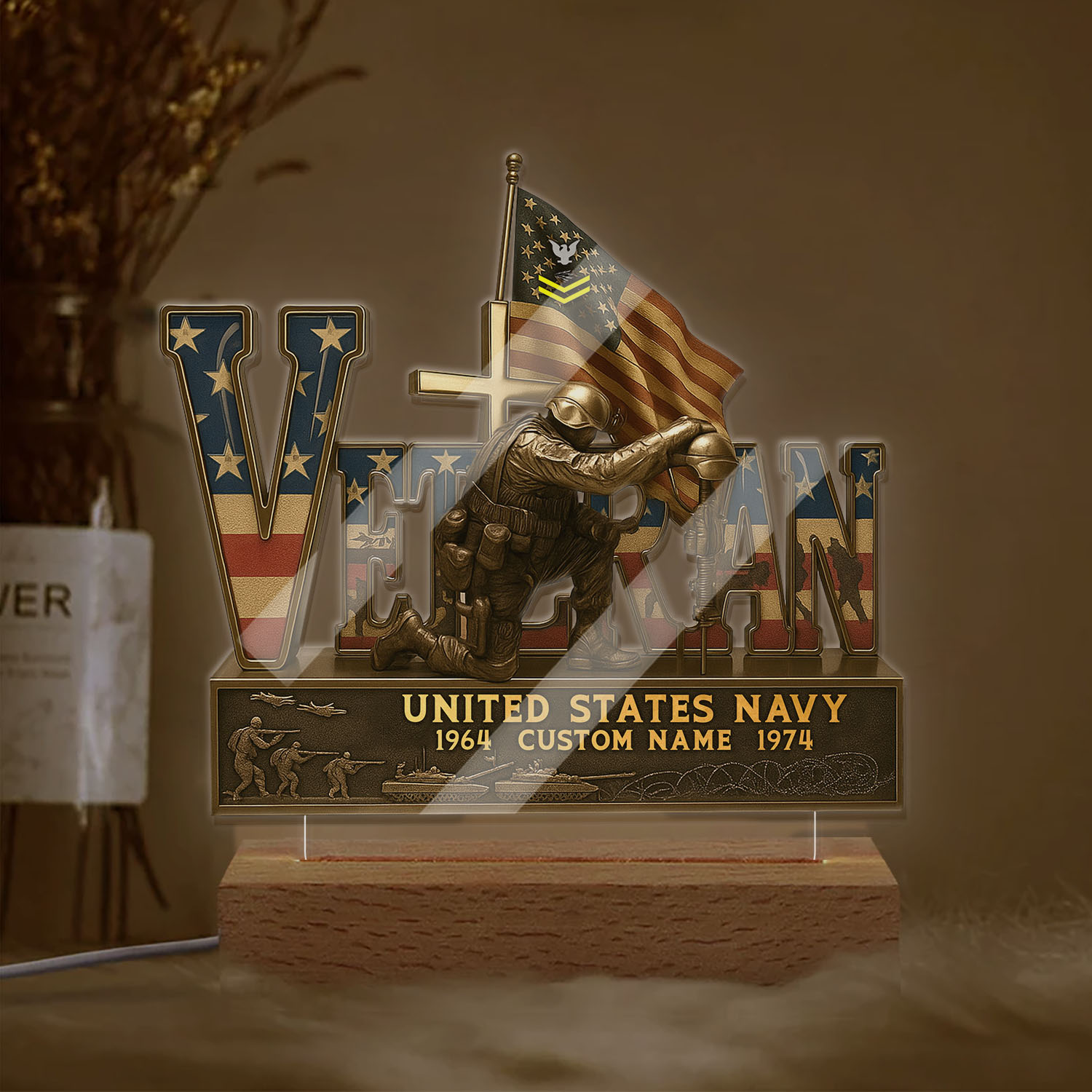 US Navy, Anchors Aweigh - Personalized Led Lamp - Image 2